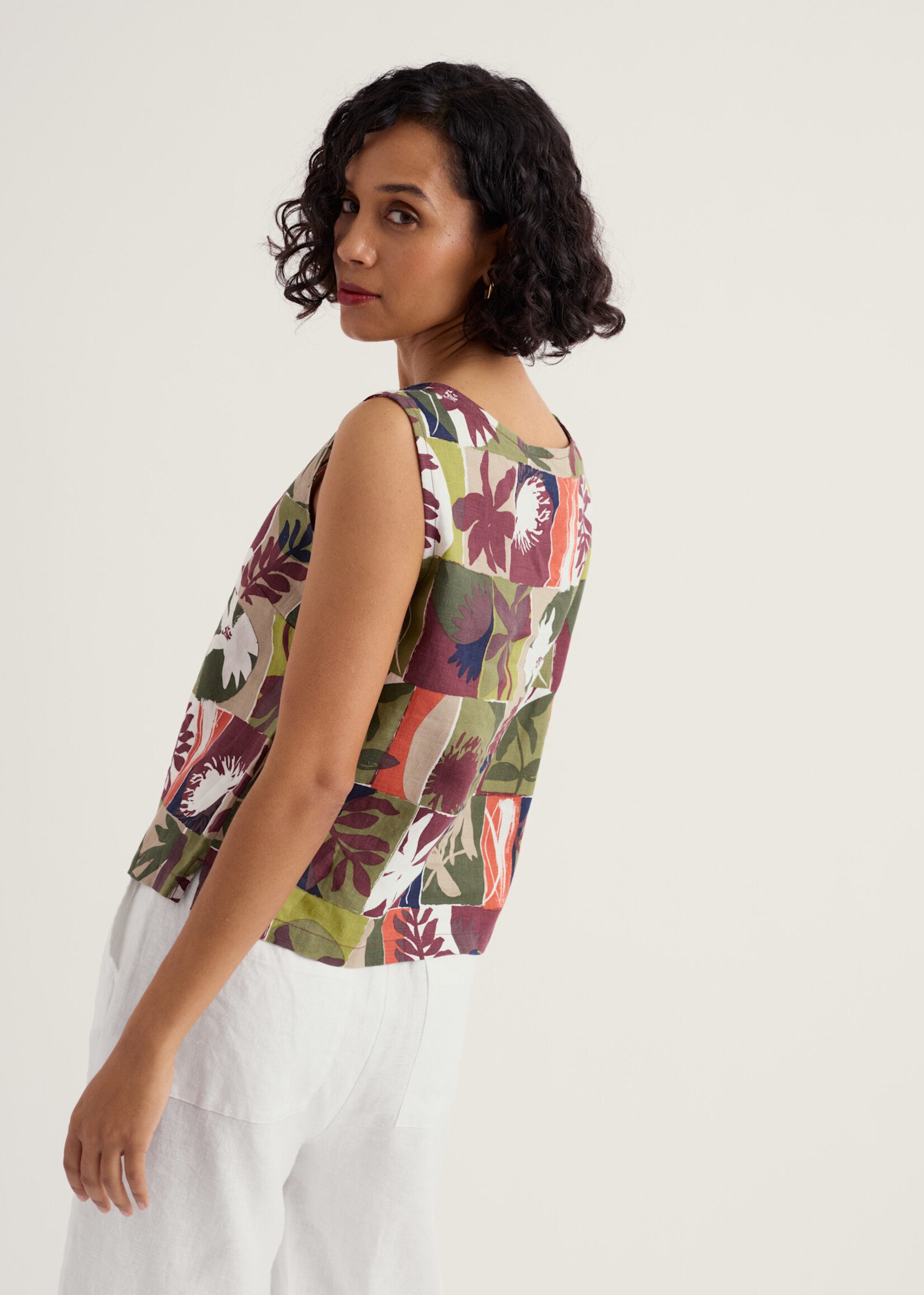 SEASALT CORNWALL SEASALT COLOUR STUDY TOP FLORAL SPLICE CACAO