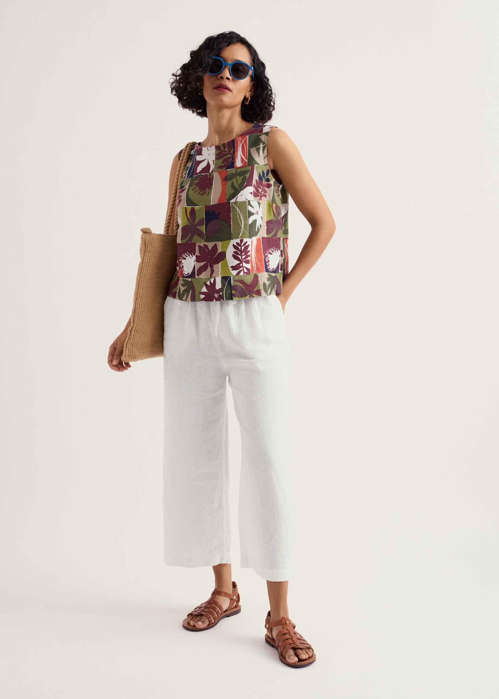 SEASALT CORNWALL SEASALT COLOUR STUDY TOP FLORAL SPLICE CACAO