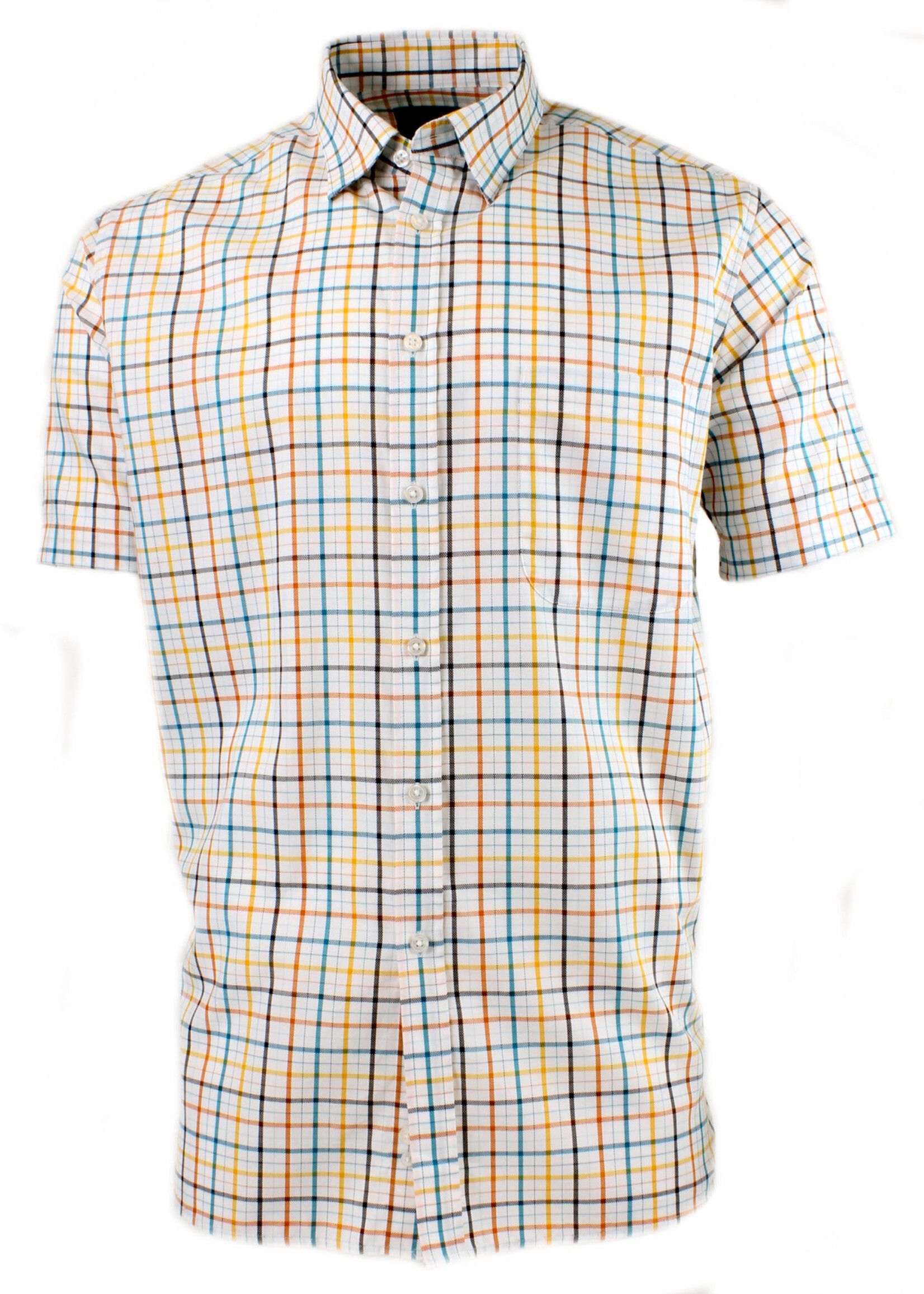 VIYELLA VIYELLA SHIRT SS COTTON SHIRT AMBER & BLUE ROYAL OXFORD CKECK CLASSIC FIT