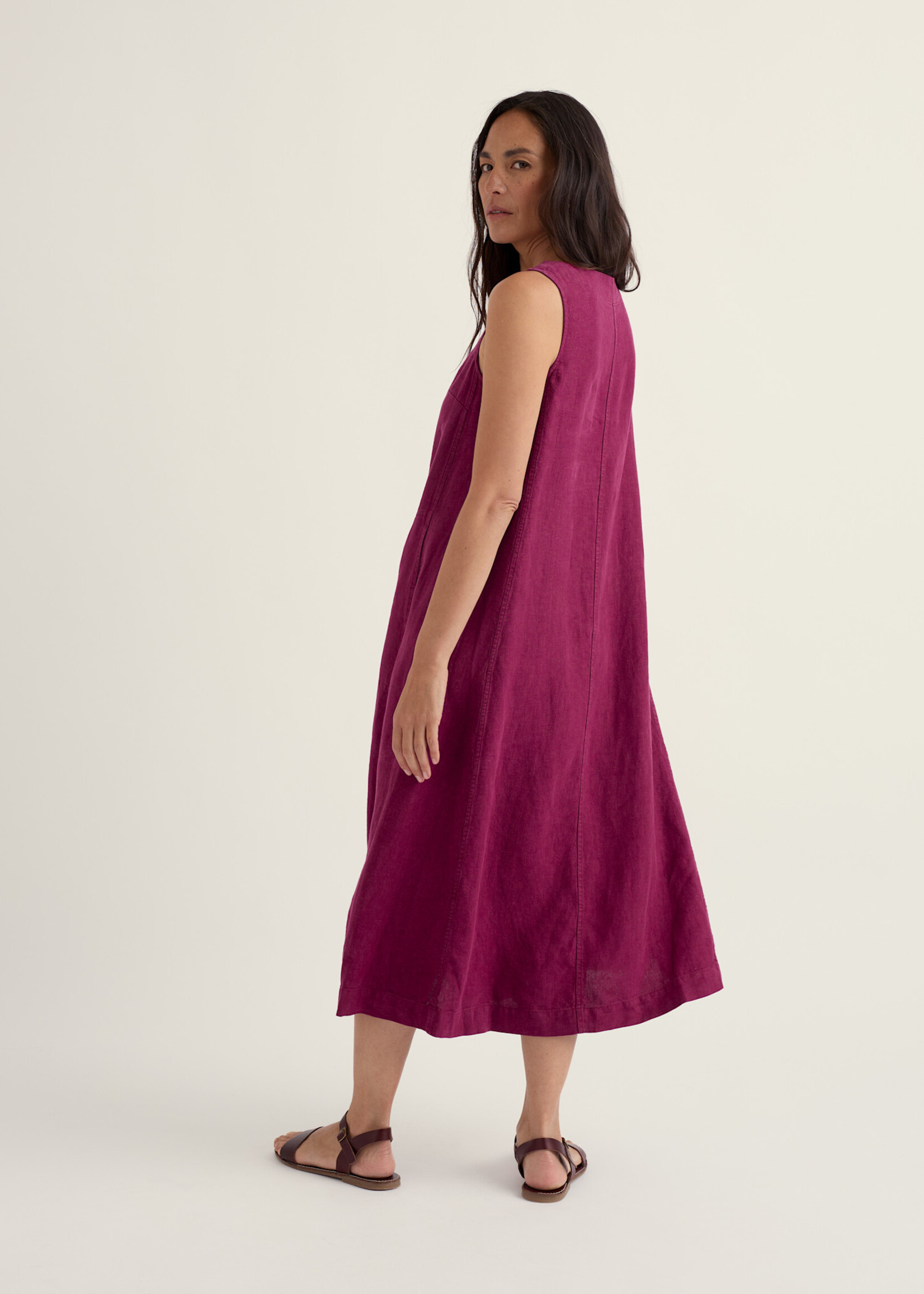 SEASALT CORNWALL SEASALT CRESTING WAVES LINEN DRESS DARK FREESIA