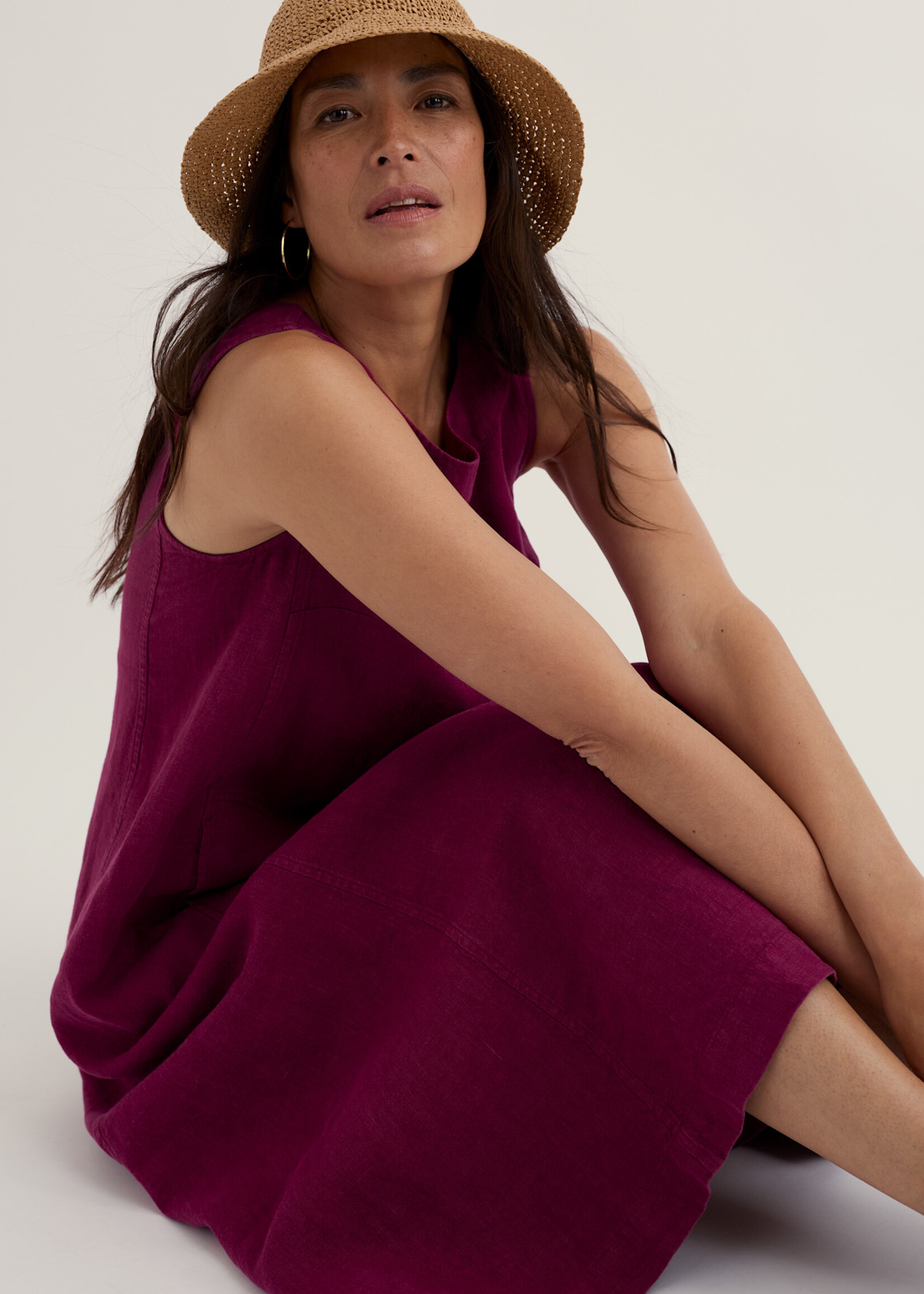 SEASALT CORNWALL SEASALT CRESTING WAVES LINEN DRESS DARK FREESIA