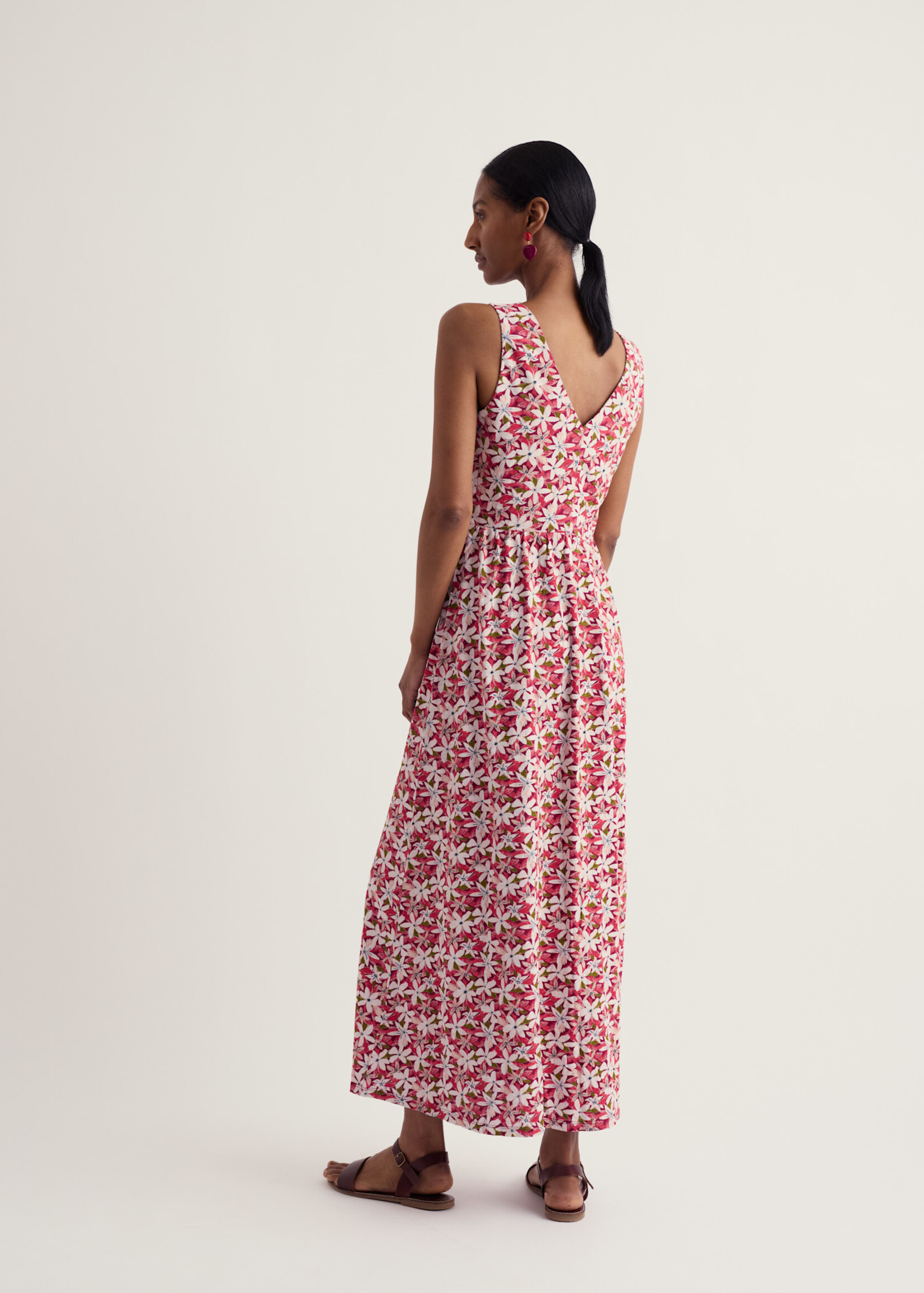 SEASALT CORNWALL SEASALT POLMANTER DRESS TROPIC FLOWER DARK FRESIA