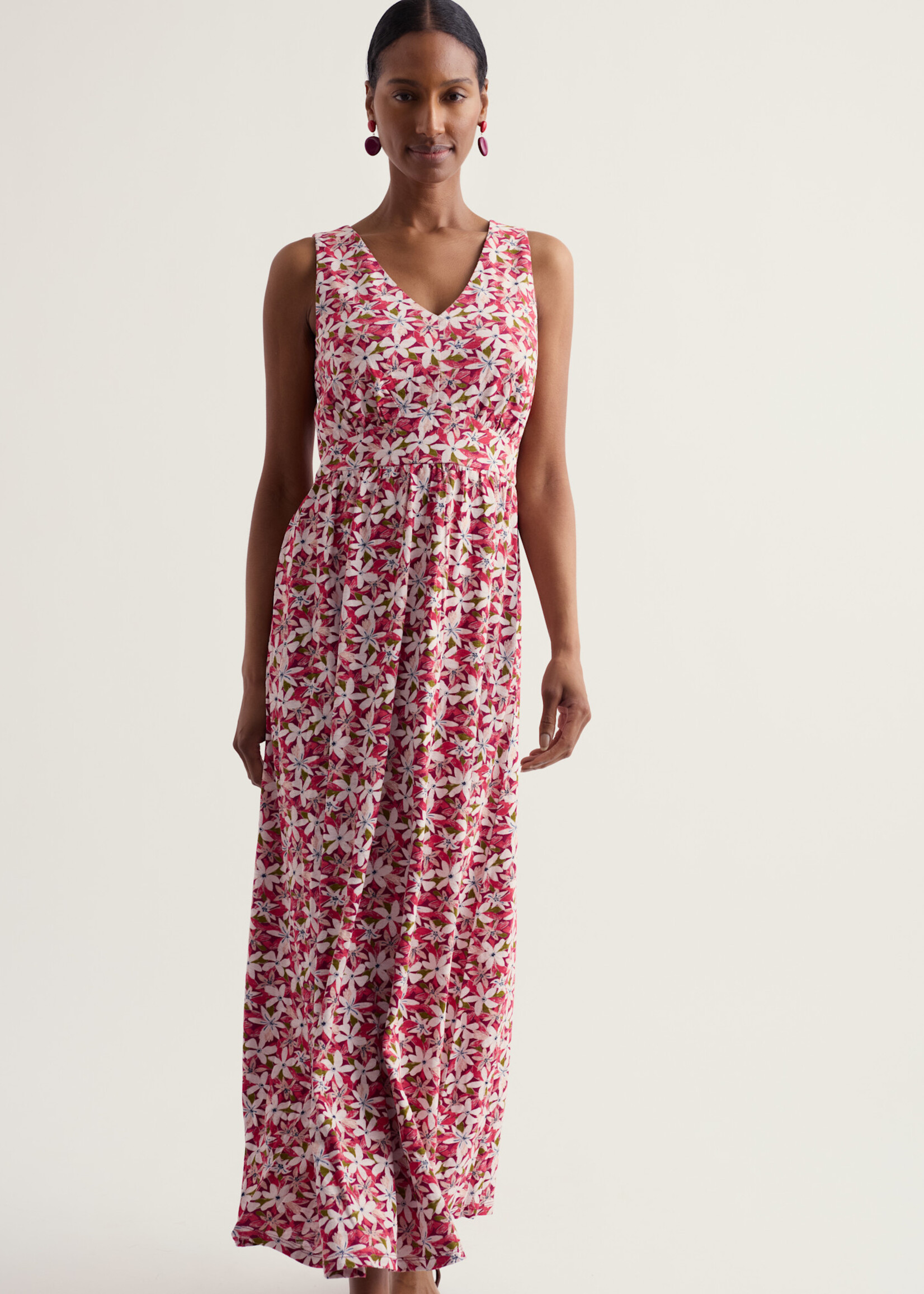 SEASALT CORNWALL SEASALT POLMANTER DRESS TROPIC FLOWER DARK FRESIA