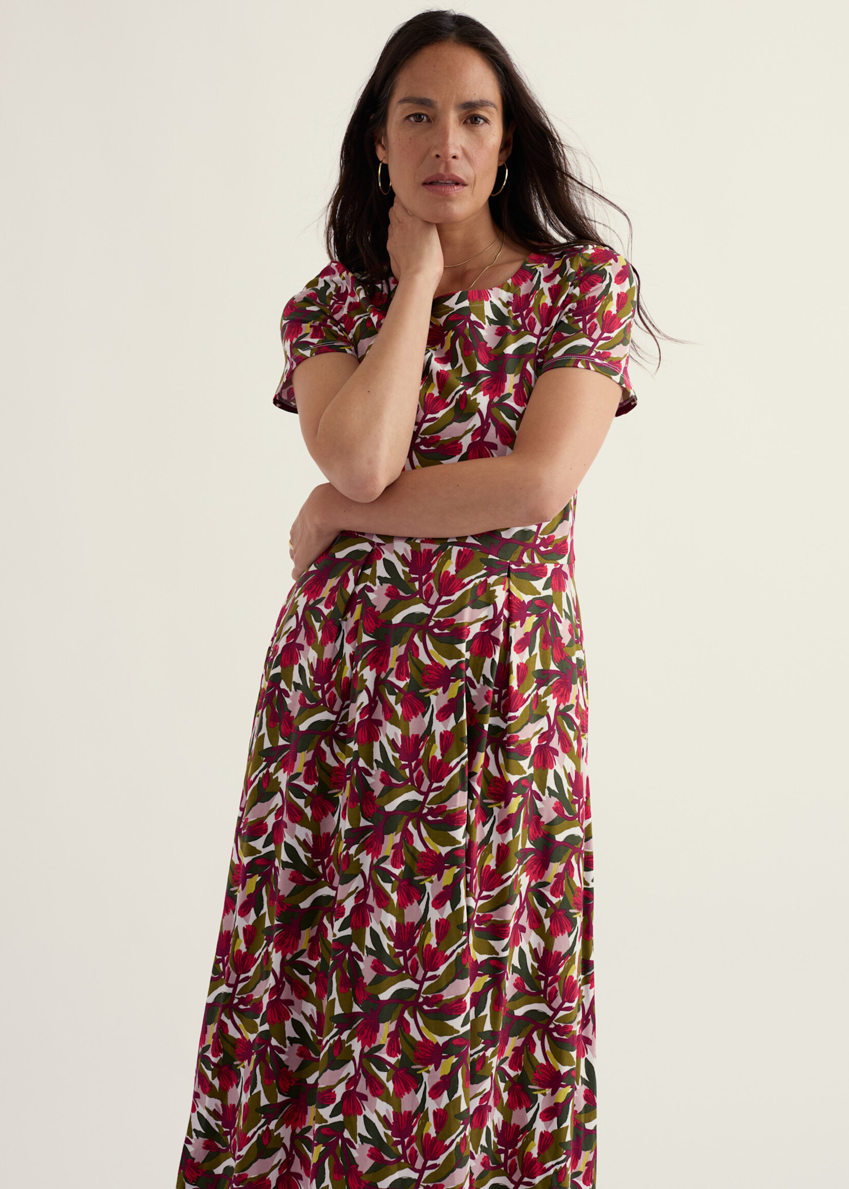 SEASALT CORNWALL SEASALT SS VERONICA DRESS ABSTRACT PROTEA CHALK