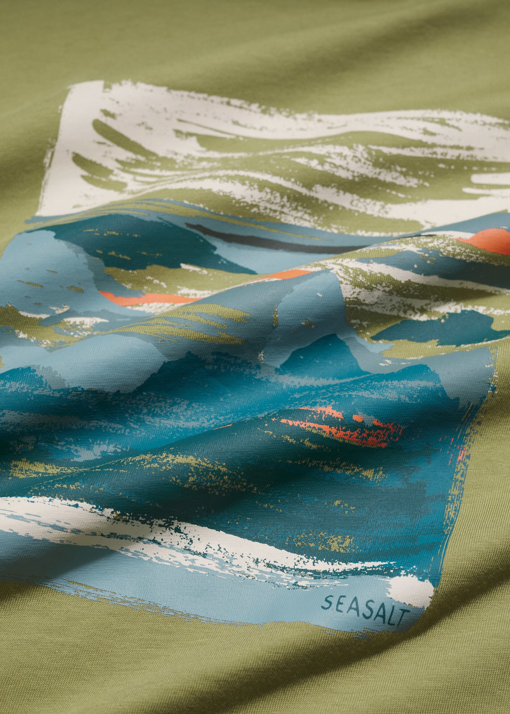 SEASALT CORNWALL SEASALT MEN’S MIDWATCH T SHIRT MULLION LANDSCAPE GRASSHOPPER
