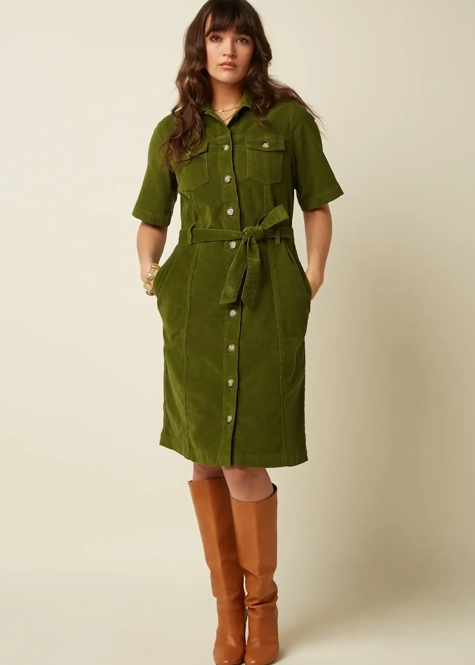 KING LOUIE KING LOUIE KATE DRESS BABY CORD POSEY GREEN