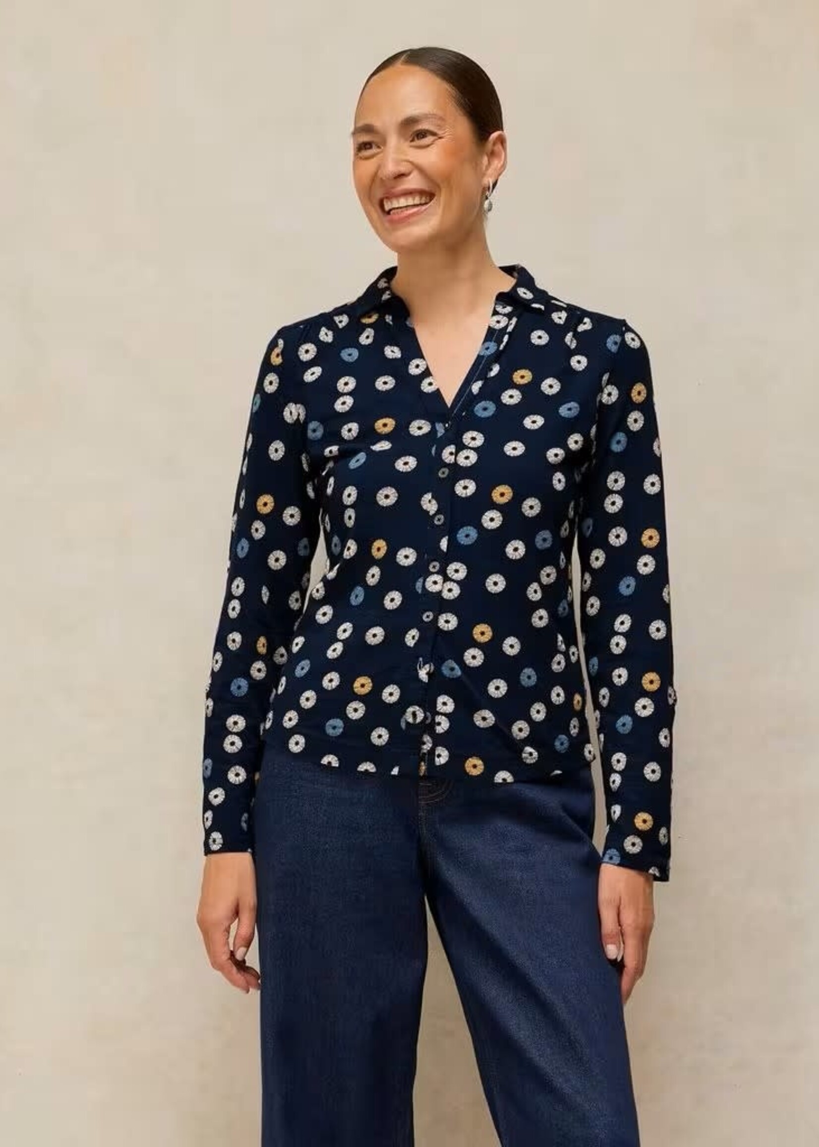 WHITE STUFF WHITE STUFF ANNIE JERSEY NAVY PRINT