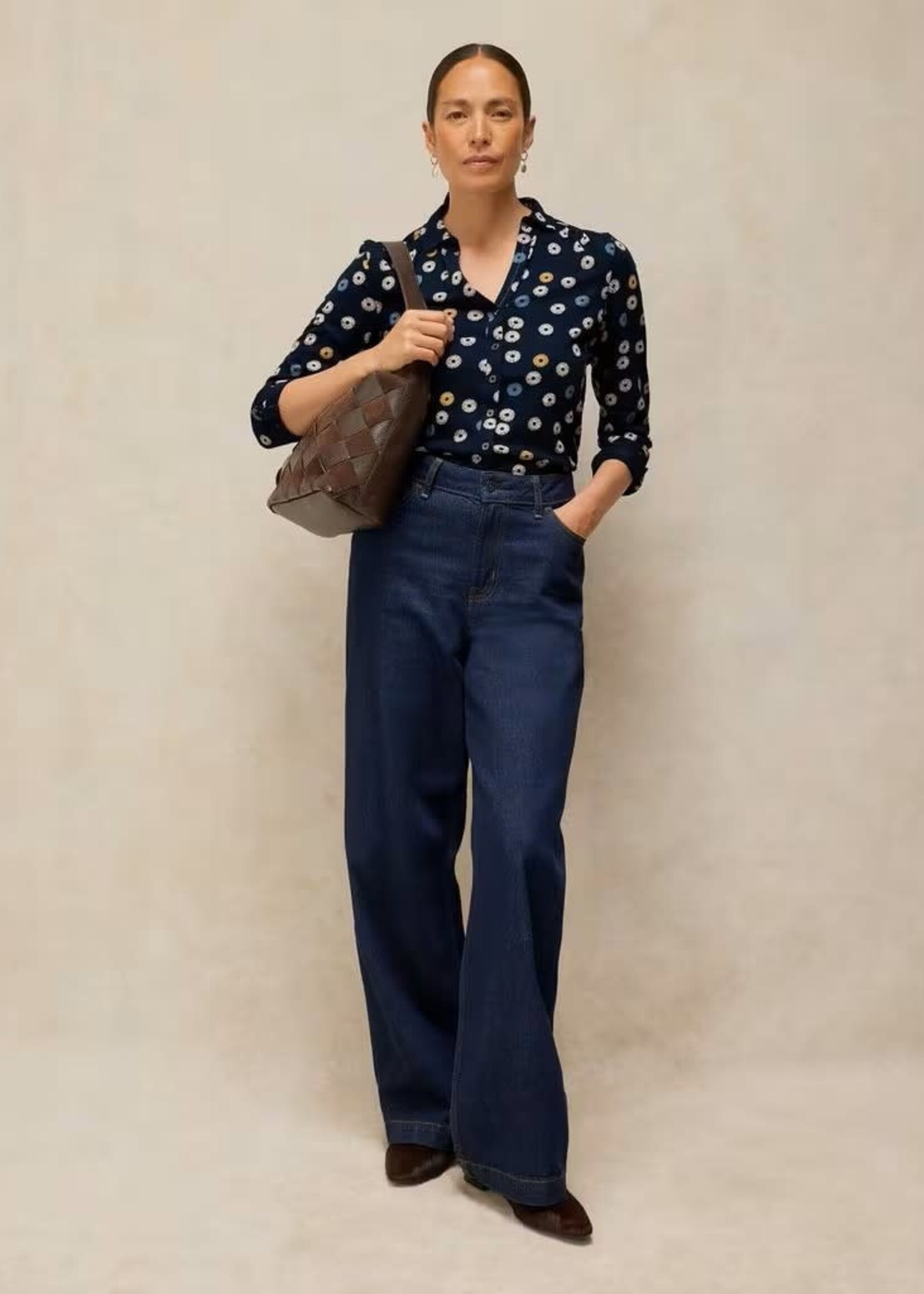 WHITE STUFF WHITE STUFF ANNIE JERSEY NAVY PRINT
