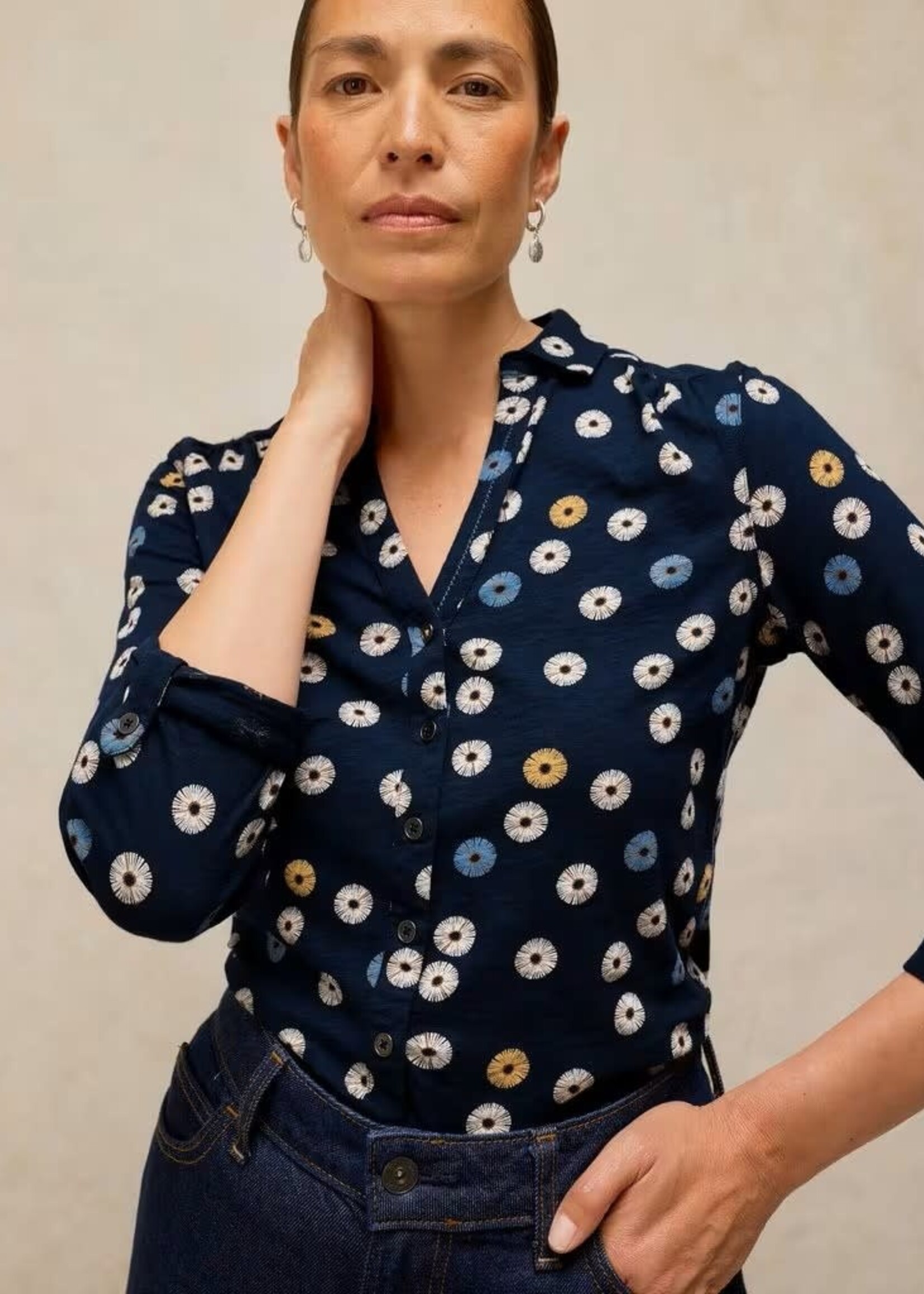 WHITE STUFF WHITE STUFF ANNIE JERSEY NAVY PRINT