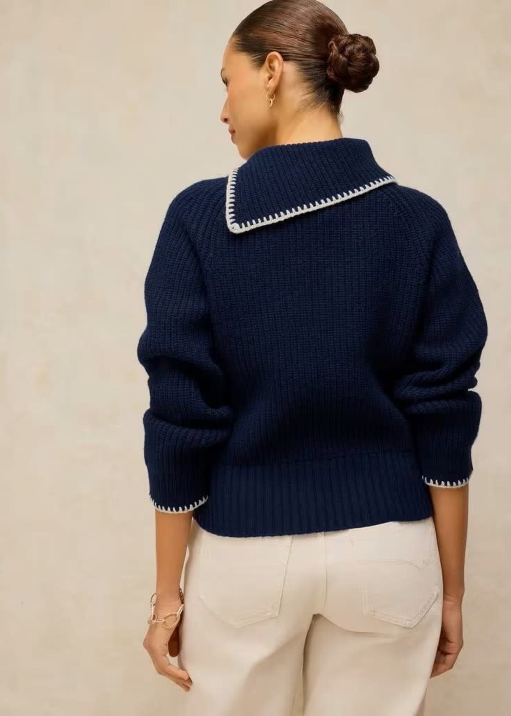 WHITE STUFF WHITE STUFF WHIP STITCHCOLAR JUMPER DARK NAVY