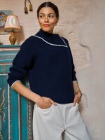 WHITE STUFF WHITE STUFF WHIP STITCHCOLAR JUMPER DARK NAVY