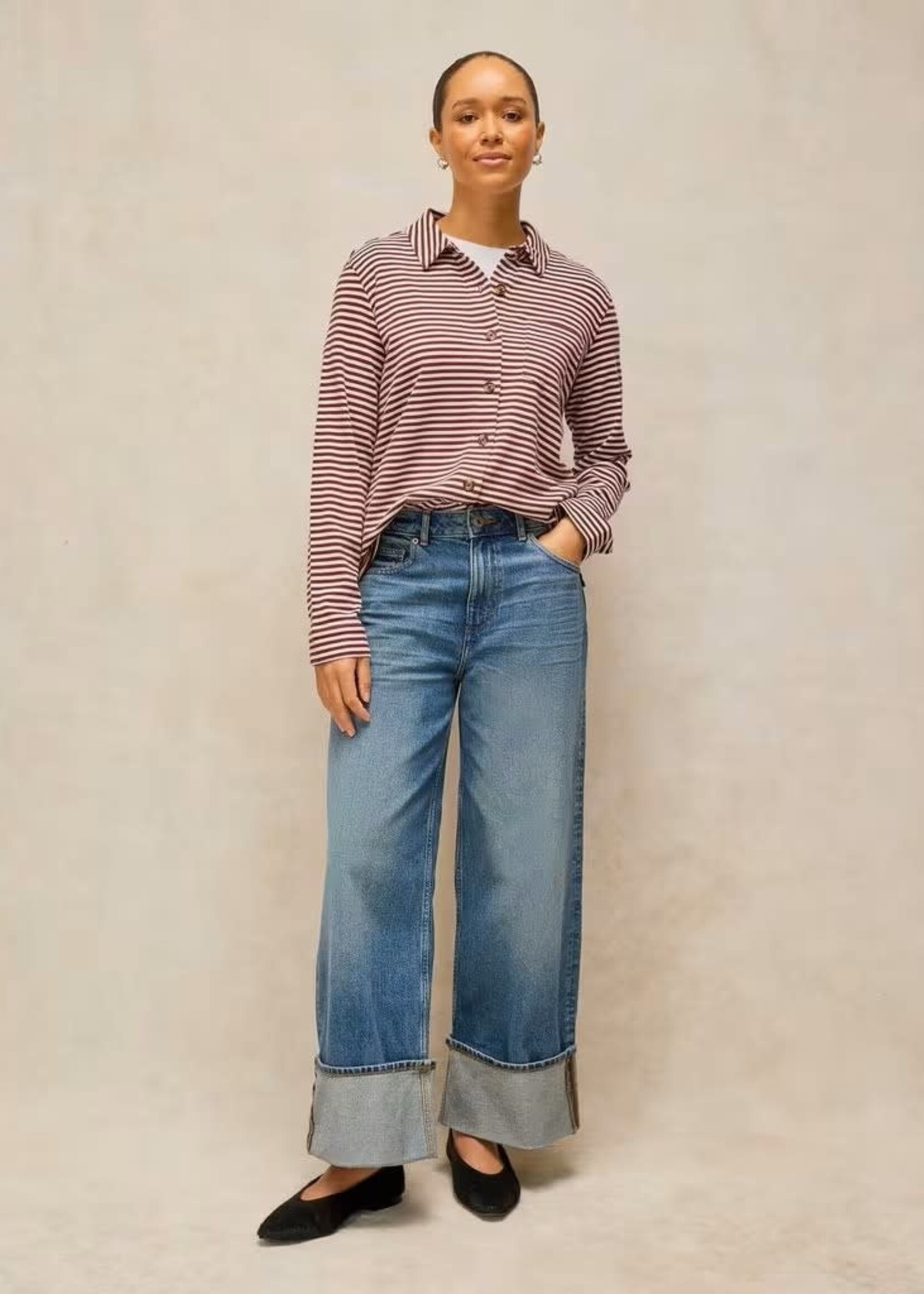 WHITE STUFF WHITE STUFF IMOGEN SHIRT PLUM MULTI STRIPE