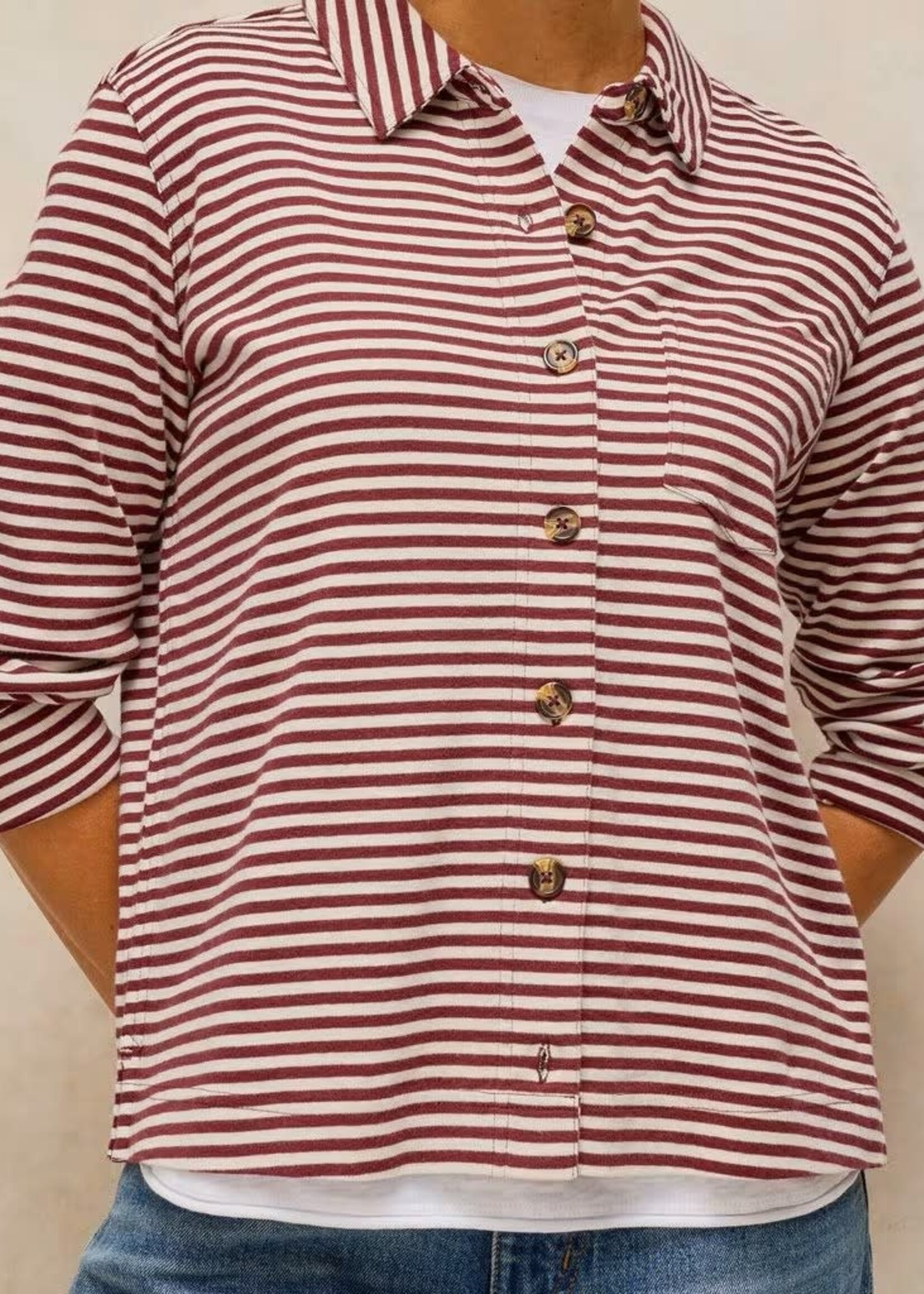WHITE STUFF WHITE STUFF IMOGEN SHIRT PLUM MULTI STRIPE