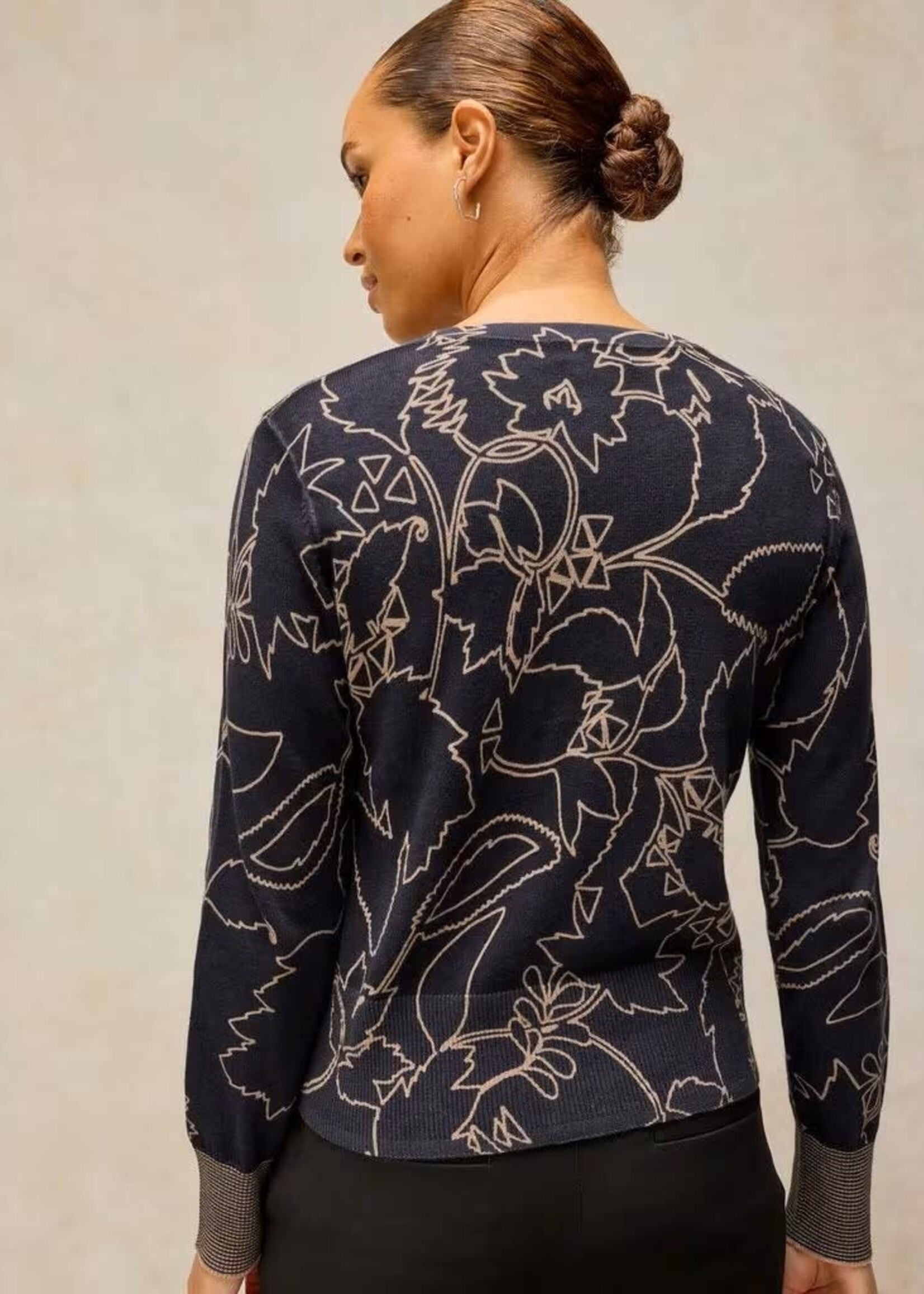 WHITE STUFF WHITE STUFF LOIS PRINT CARDIGAN NAVY