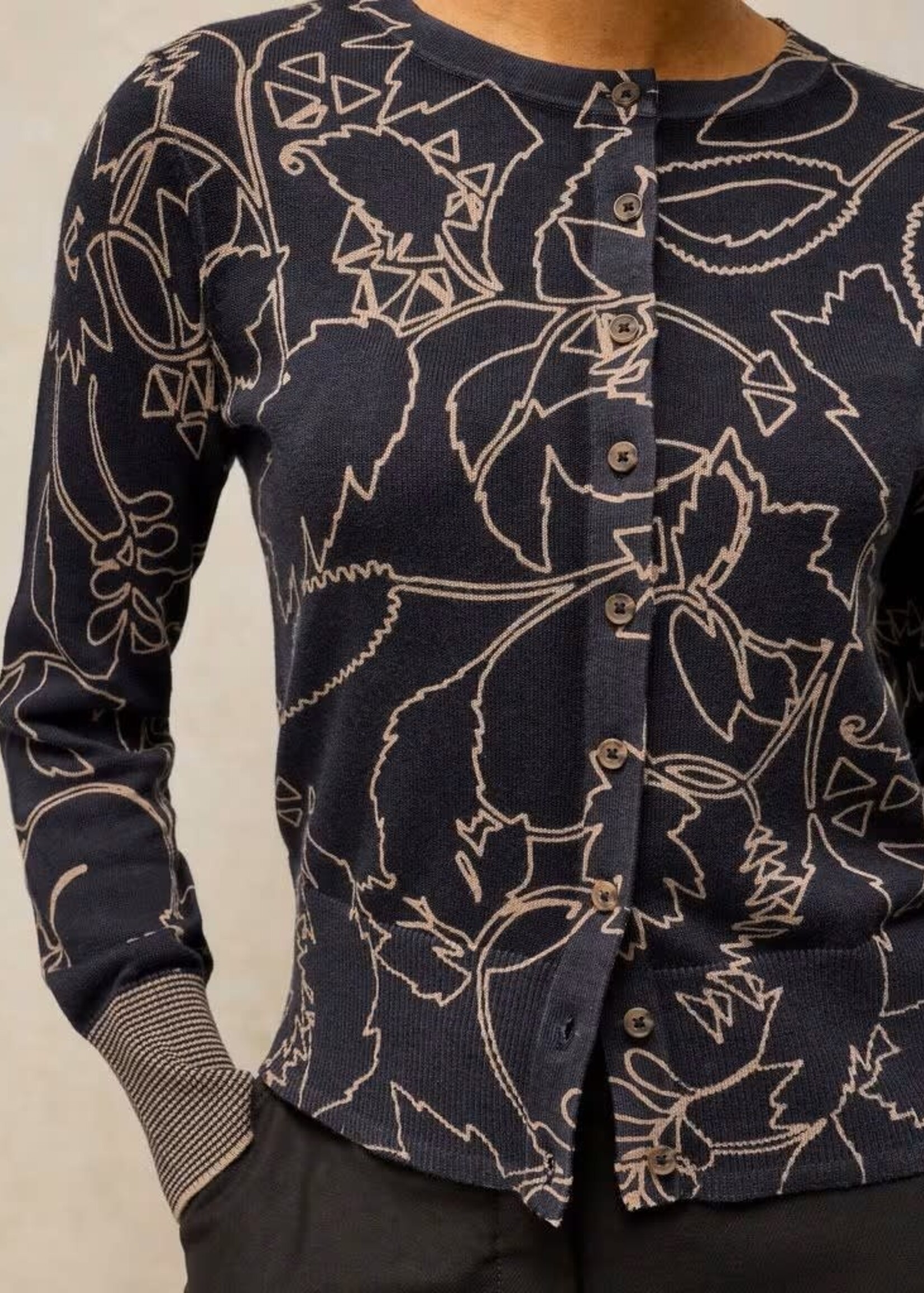 WHITE STUFF WHITE STUFF LOIS PRINT CARDIGAN NAVY