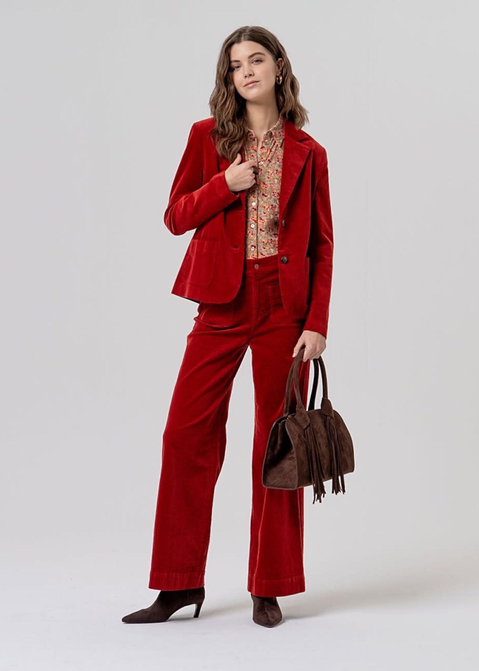 SURKANA SURKANA OVERSIZED BLOUSE FLOWER CAMEL