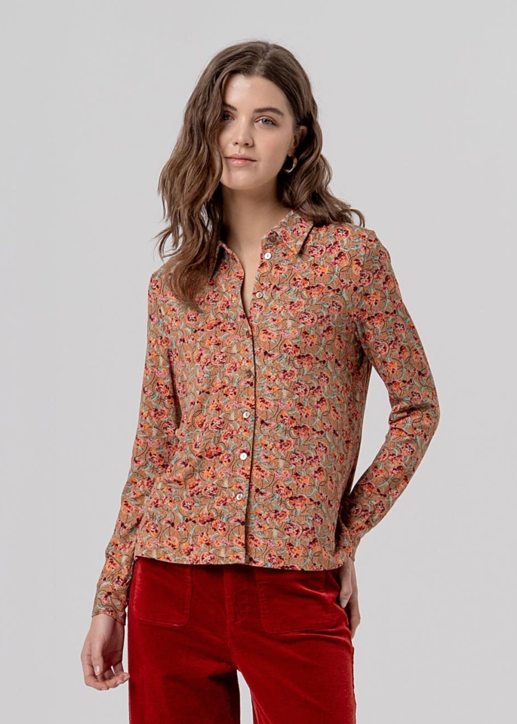 SURKANA SURKANA OVERSIZED BLOUSE FLOWER CAMEL