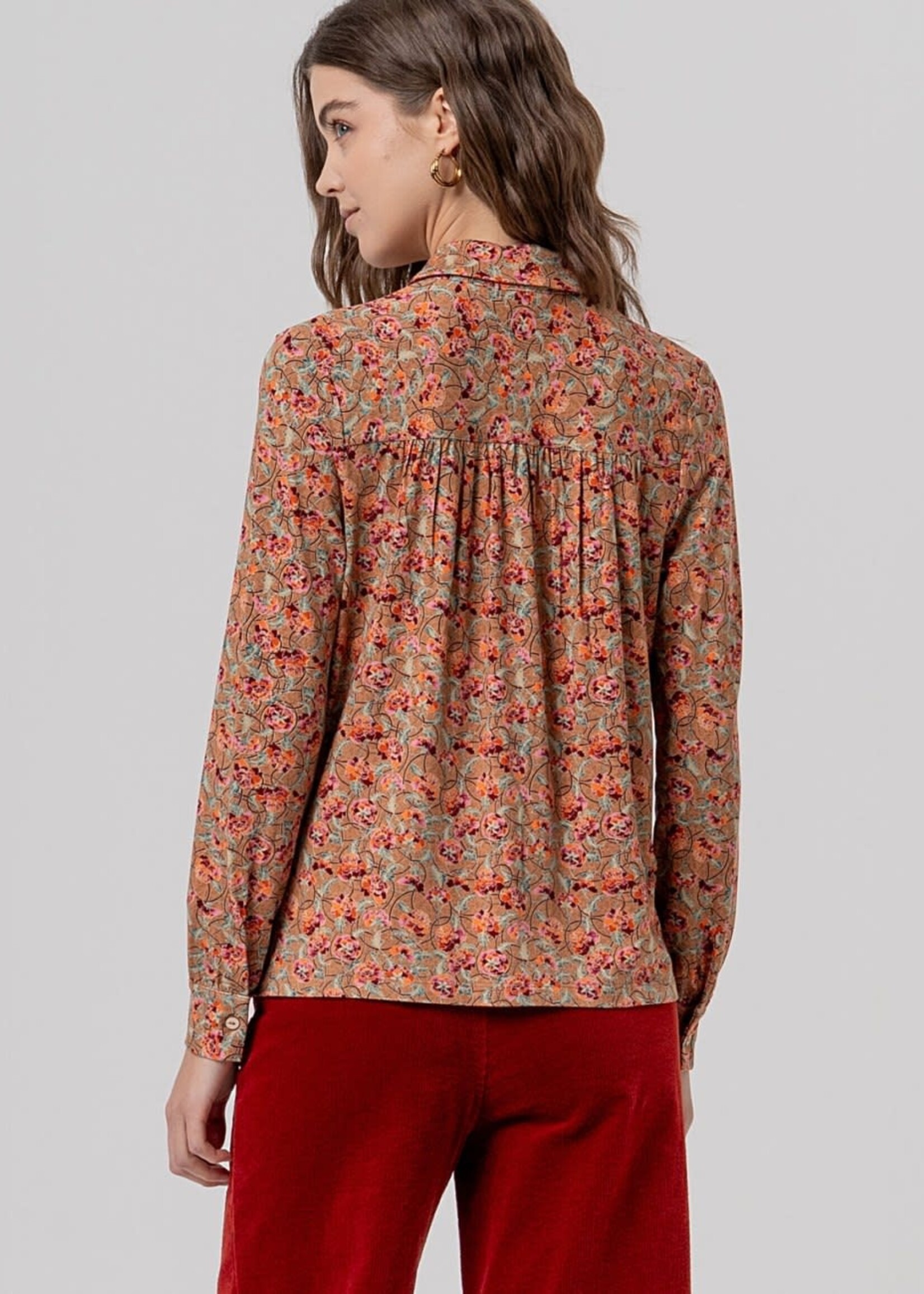 SURKANA SURKANA OVERSIZED BLOUSE FLOWER CAMEL