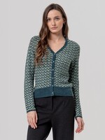 SURKANA SURKANA TEXTURED V NECK CARDIGAN GREEN