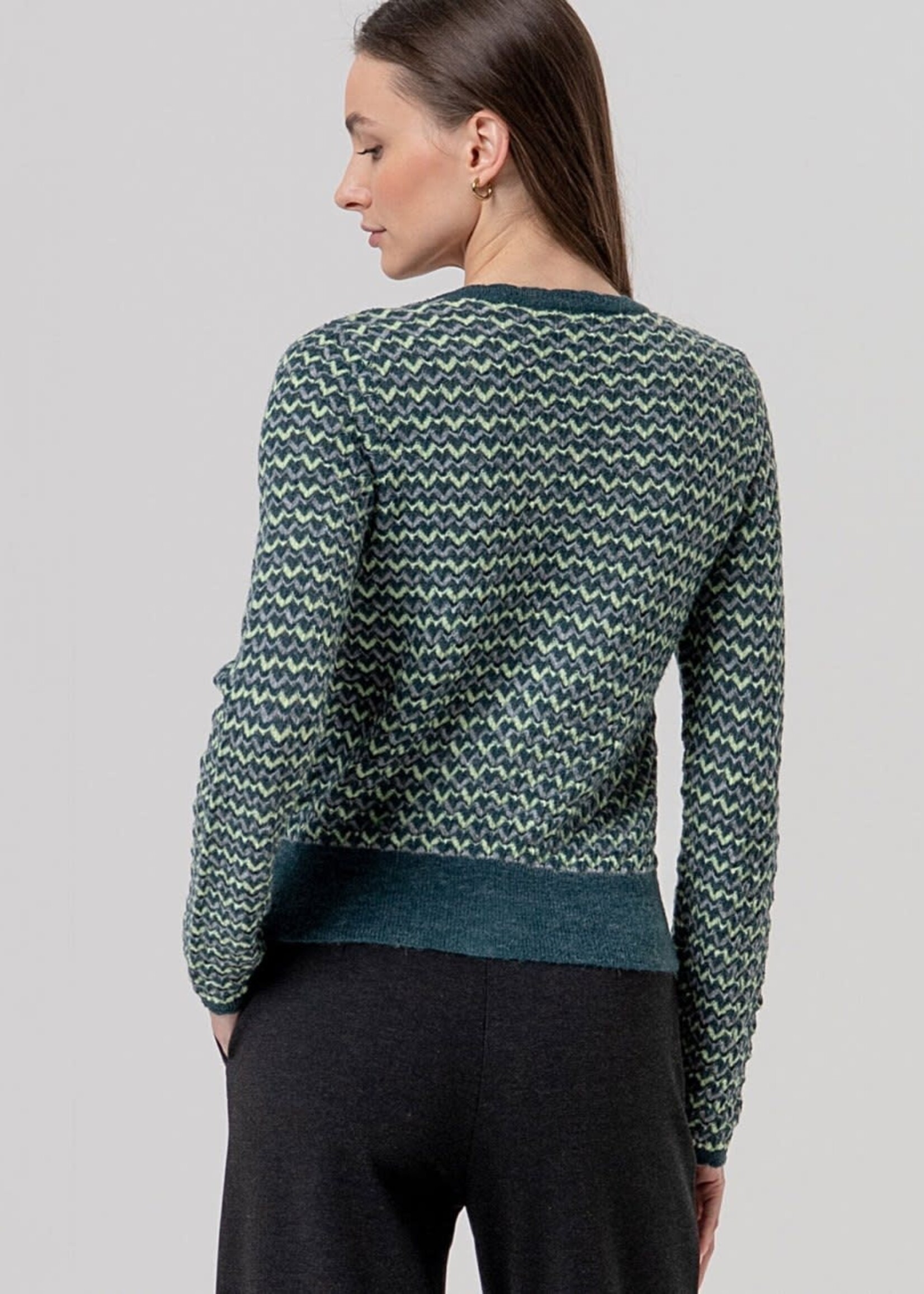 SURKANA SURKANA TEXTURED V NECK CARDIGAN GREEN