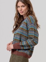 SURKANA SURKANA JACQUARD CREW NECK SWEATER BROWN