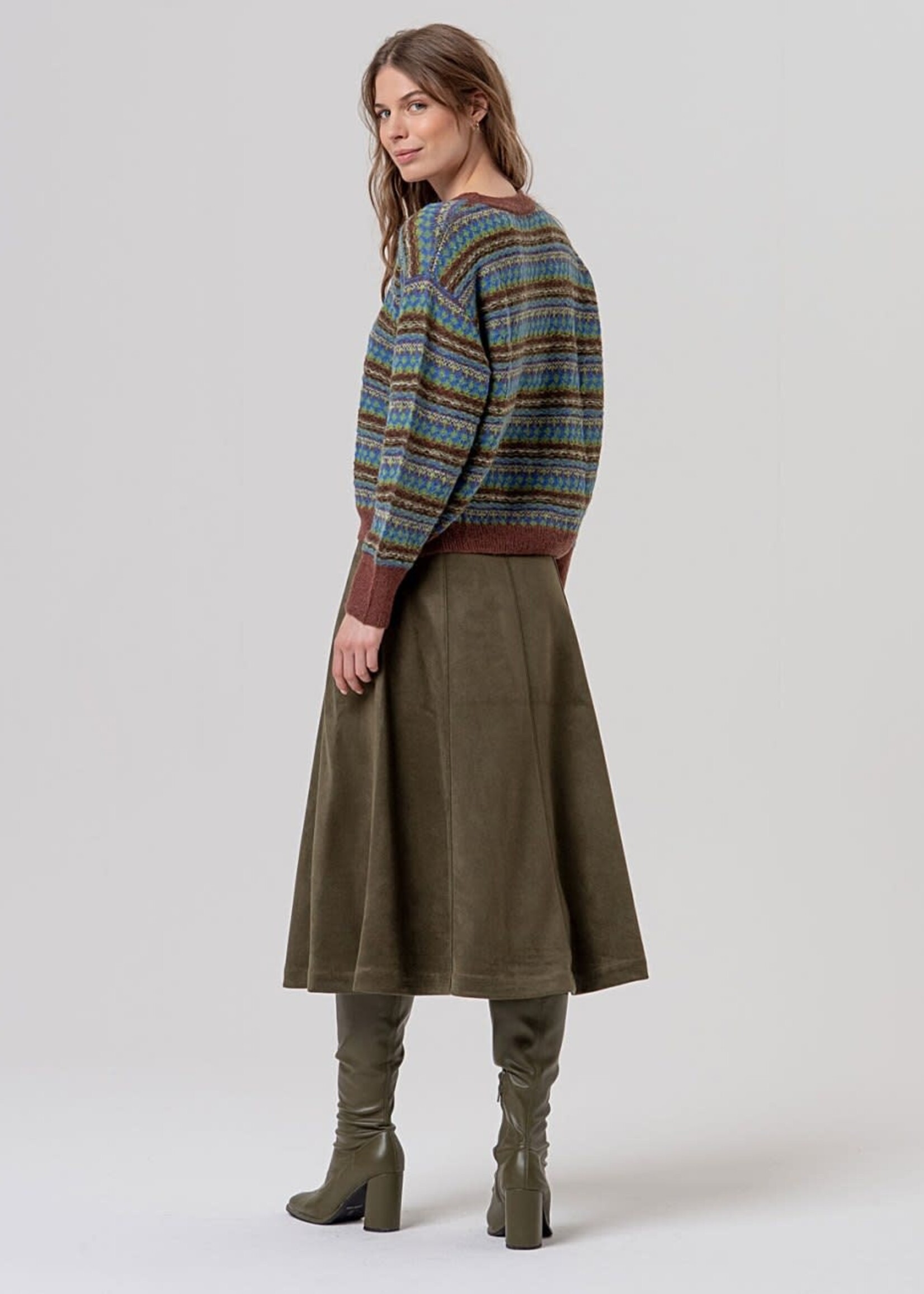 SURKANA SURKANA JACQUARD CREW NECK SWEATER BROWN