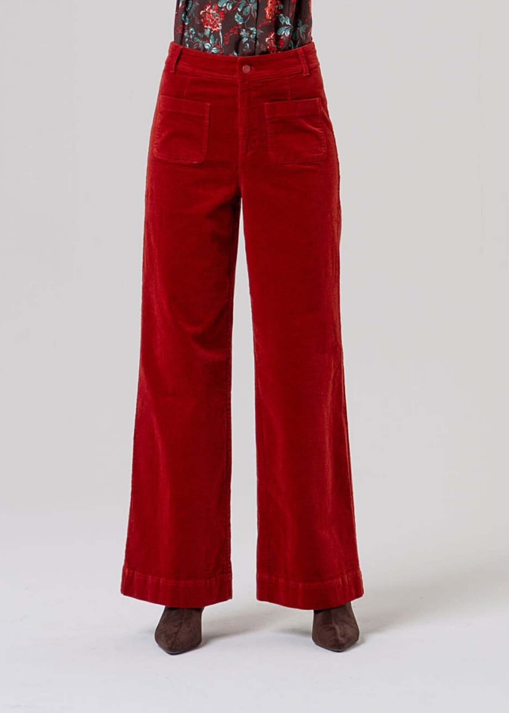 SURKANA SURKANA WIDE LEG TROUSER CORDED PATCH POCKETS RED