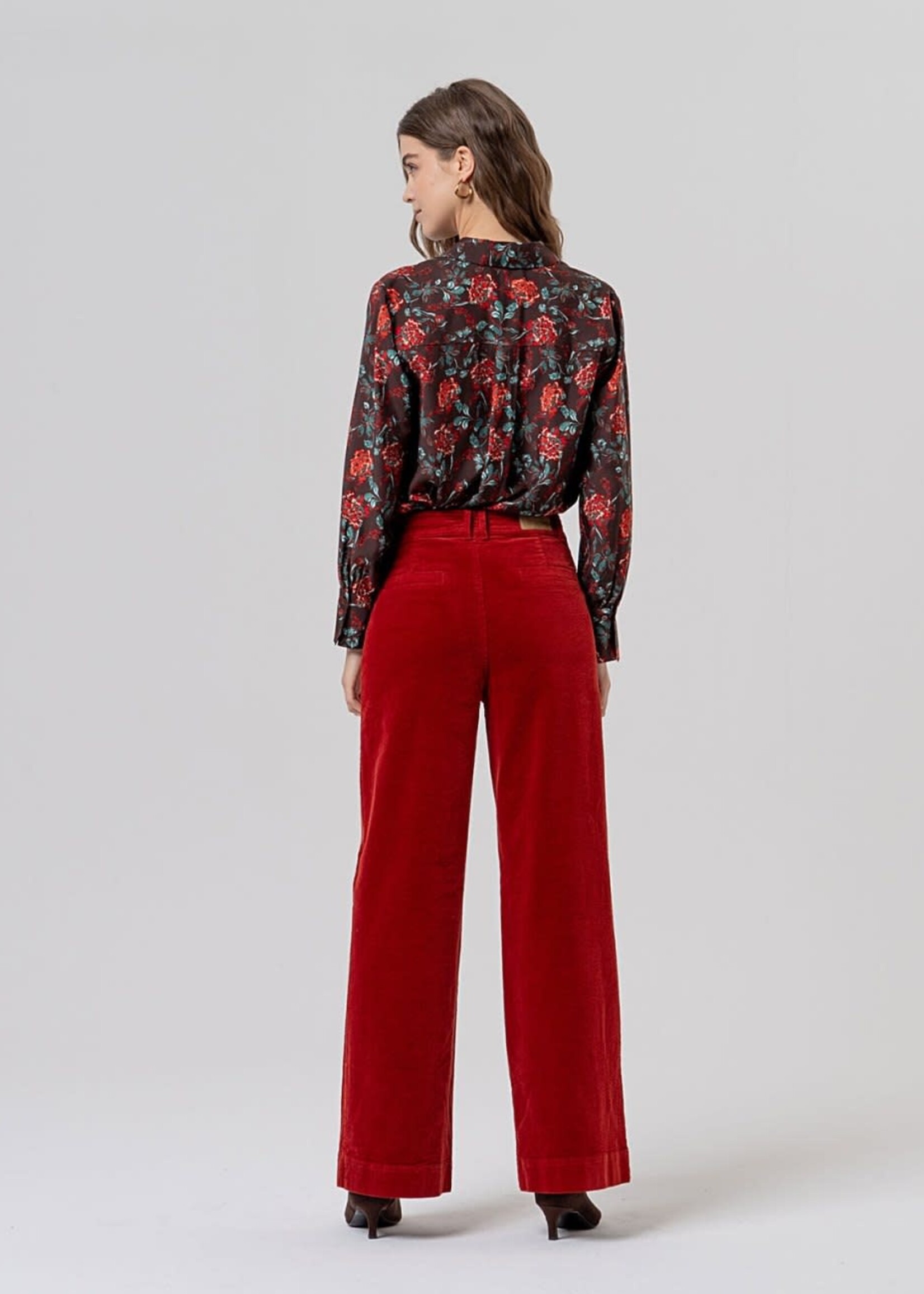 SURKANA SURKANA WIDE LEG TROUSER CORDED PATCH POCKETS RED