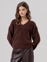 SURKANA SURKANA CABLE V NECK SWEATER CHOCOLATE