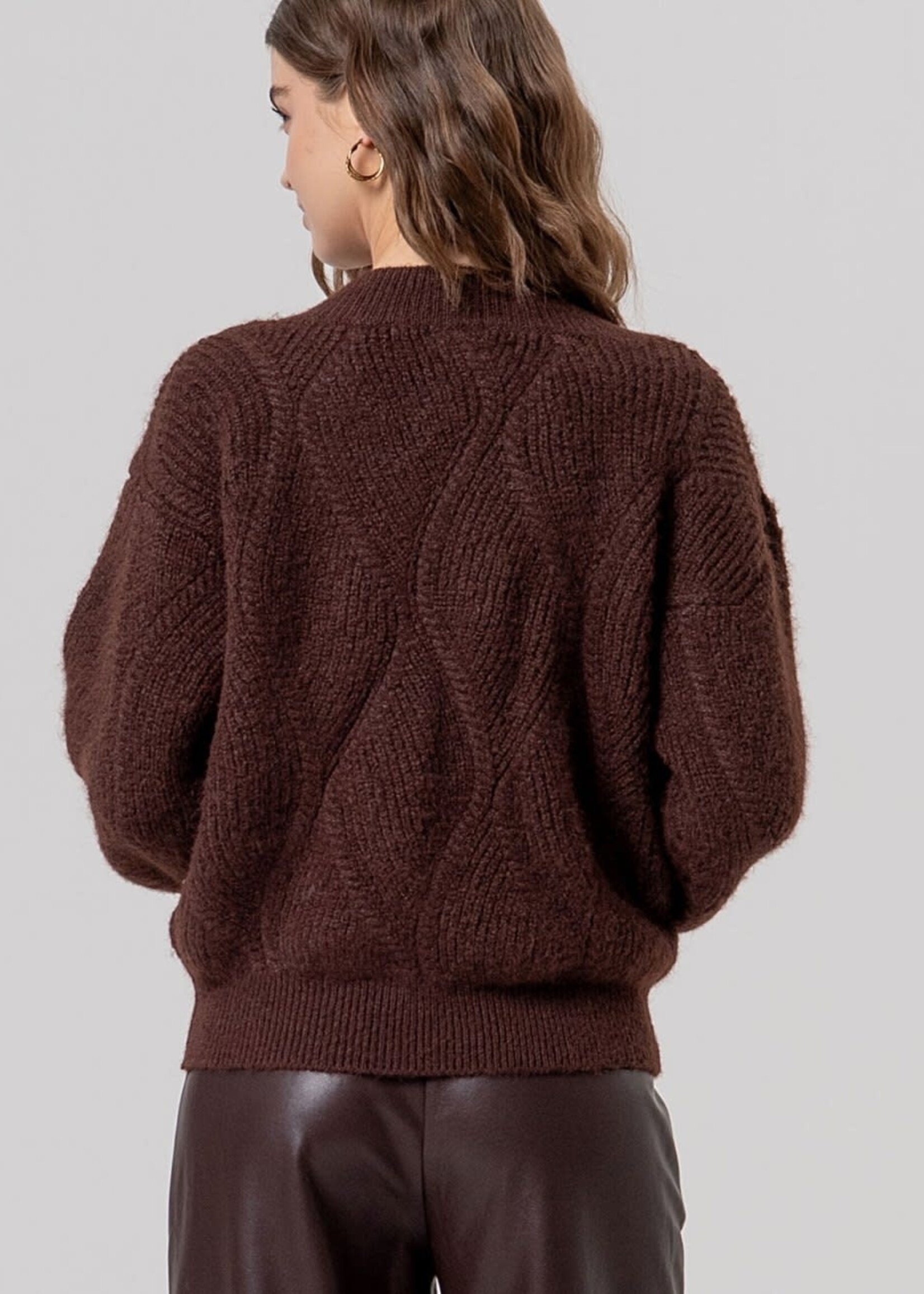SURKANA SURKANA CABLE V NECK SWEATER CHOCOLATE