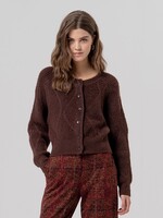 SURKANA SURKANA CABLE CREW NECK CARDIGAN CHOCOLATE