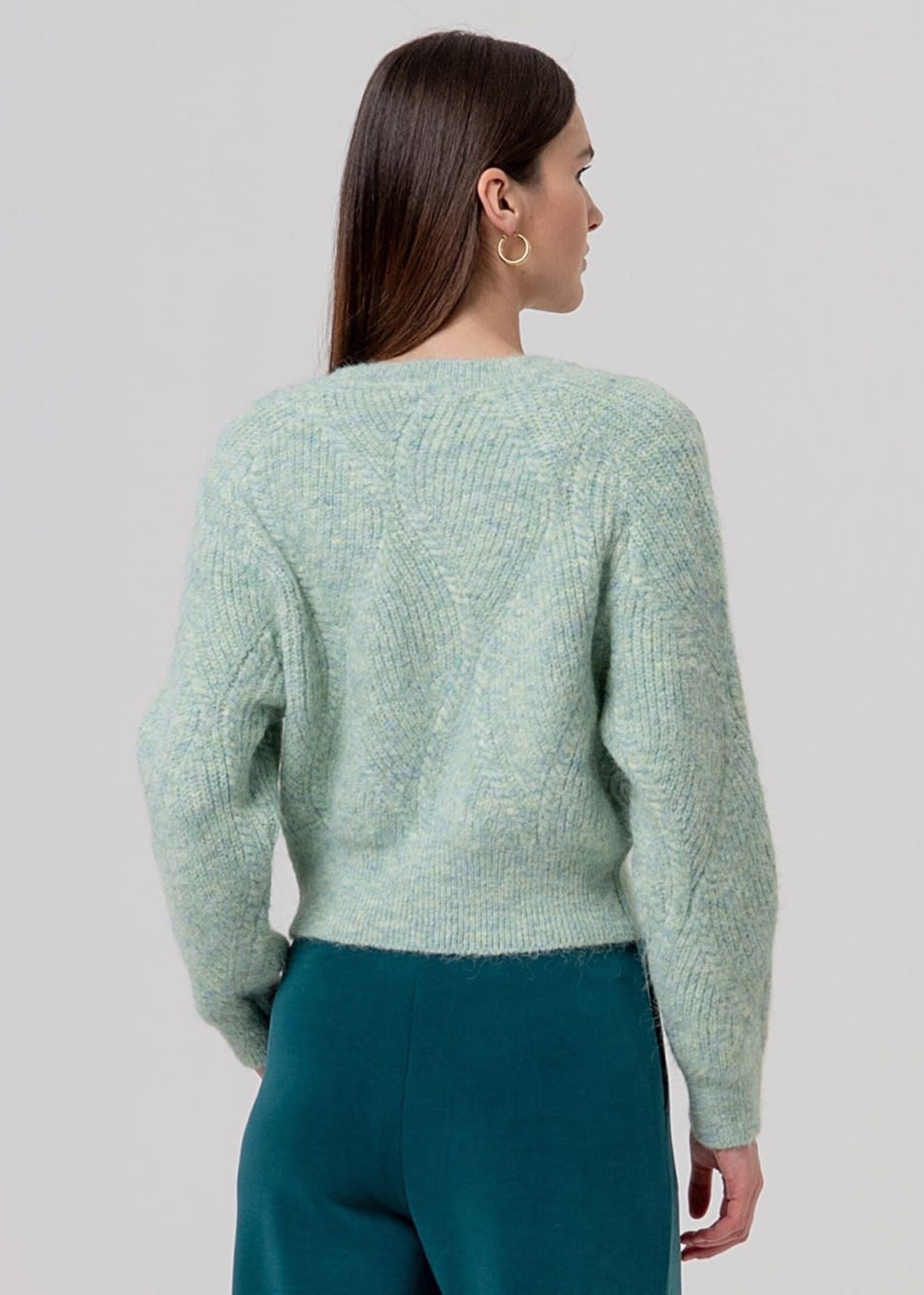 SURKANA SURKANA CABLE CREW NECK CARDIGAN APPLE GREEN 566SANI333 100