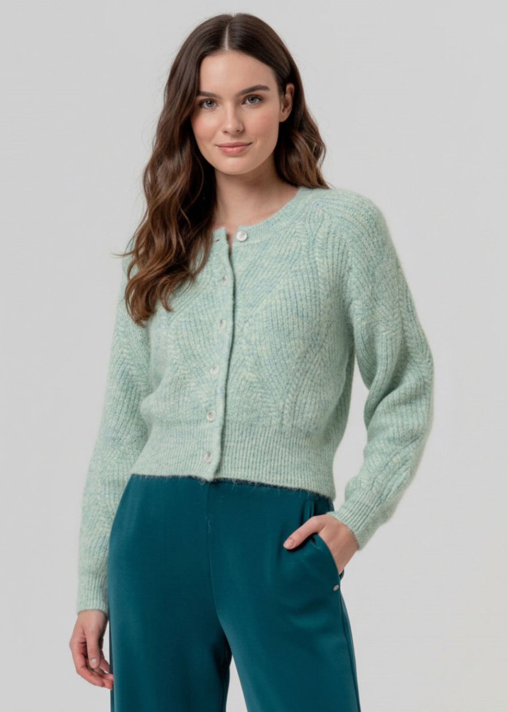 SURKANA SURKANA CABLE CREW NECK CARDIGAN APPLE GREEN 566SANI333 100