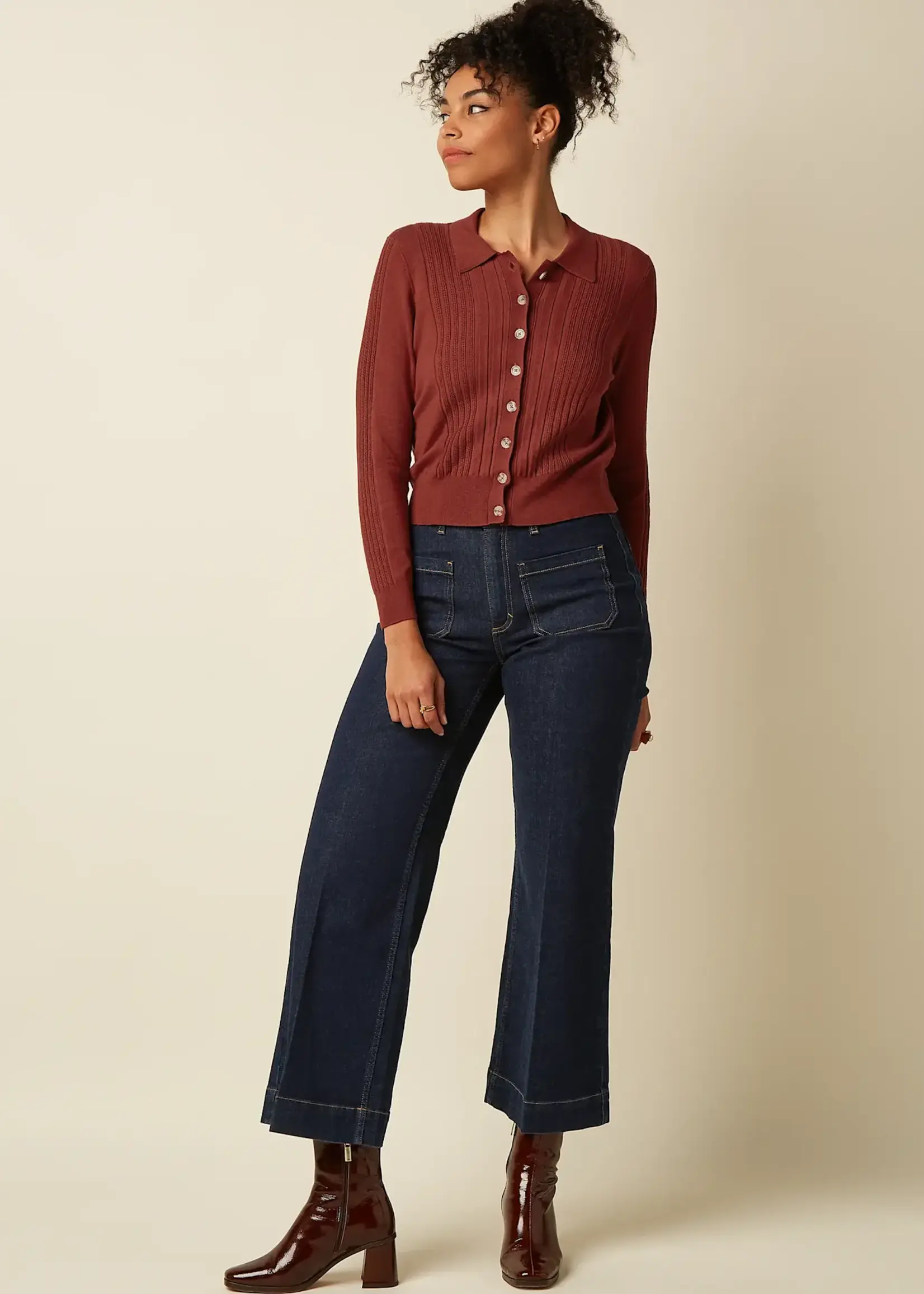 KING LOUIE KING LOUIE SOFIE CARDIGAN MATCH KNIT SPICEY BROWN