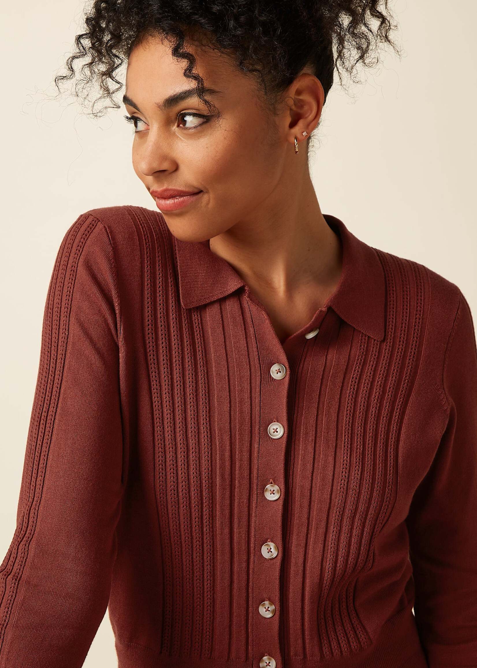 KING LOUIE KING LOUIE SOFIE CARDIGAN MATCH KNIT SPICEY BROWN