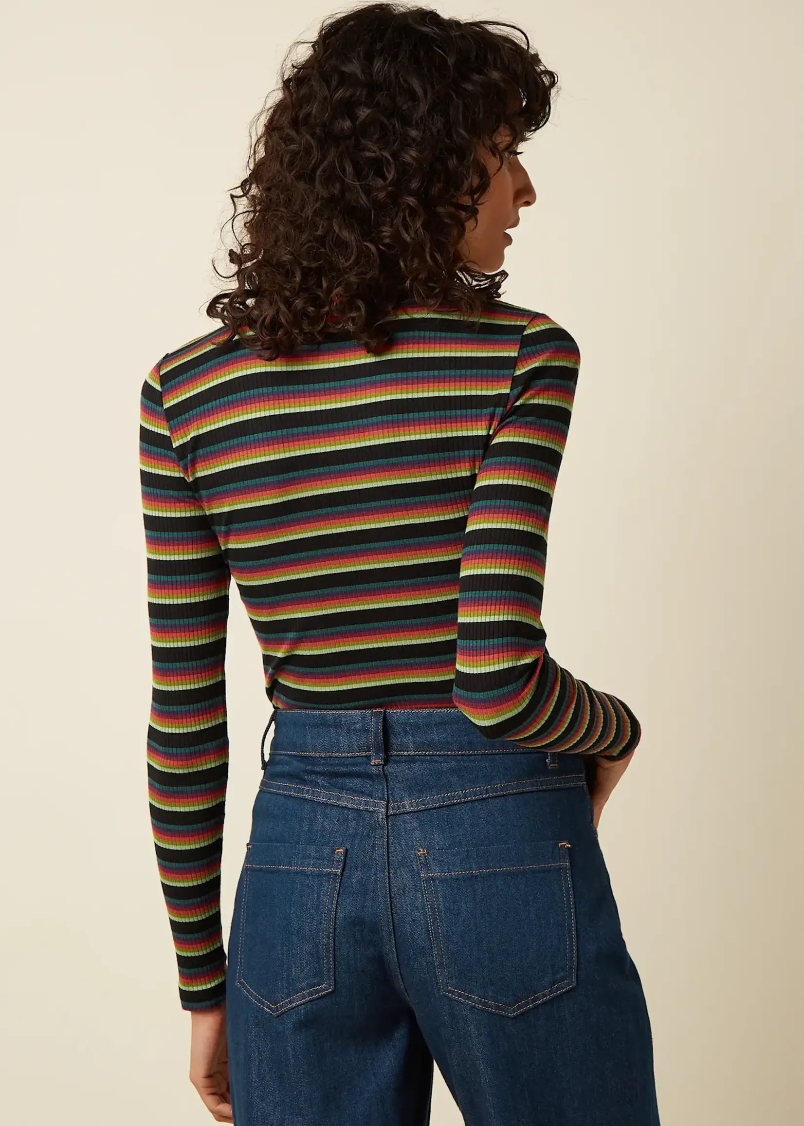 KING LOUIE KING LOUIE ROLLNECK TOP LOTTIE STRIPE BOTANICAL GREEN