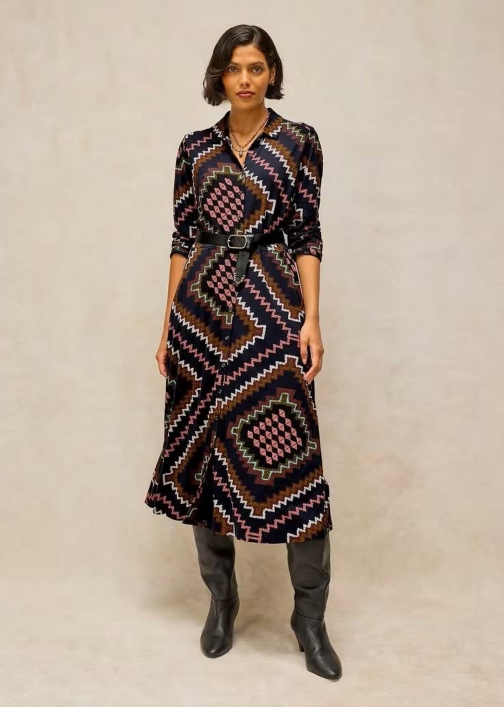 WHITE STUFF WHITE STUFF RUA JERSEY DRESS NAVY MULTI