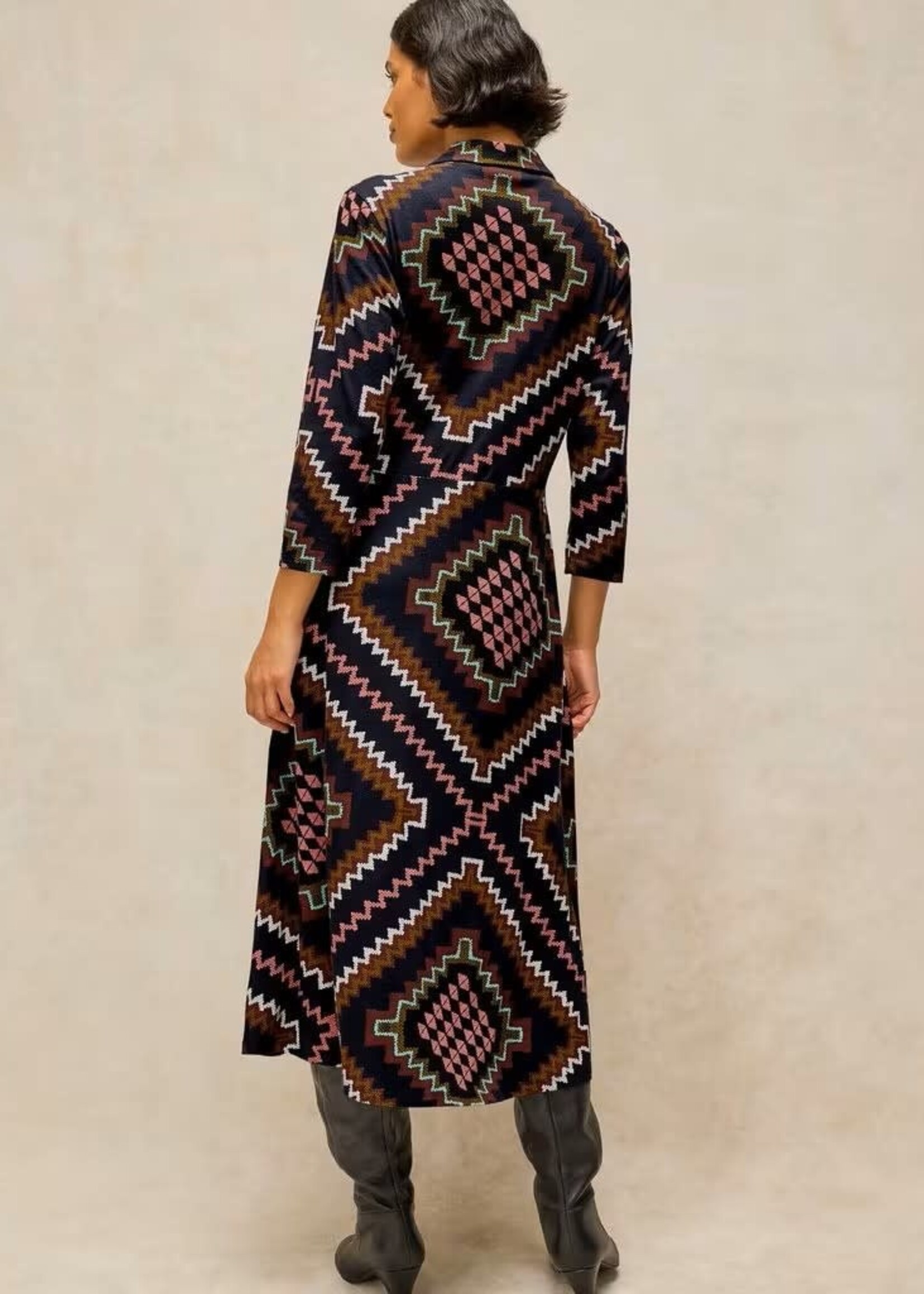 WHITE STUFF WHITE STUFF RUA JERSEY DRESS NAVY MULTI