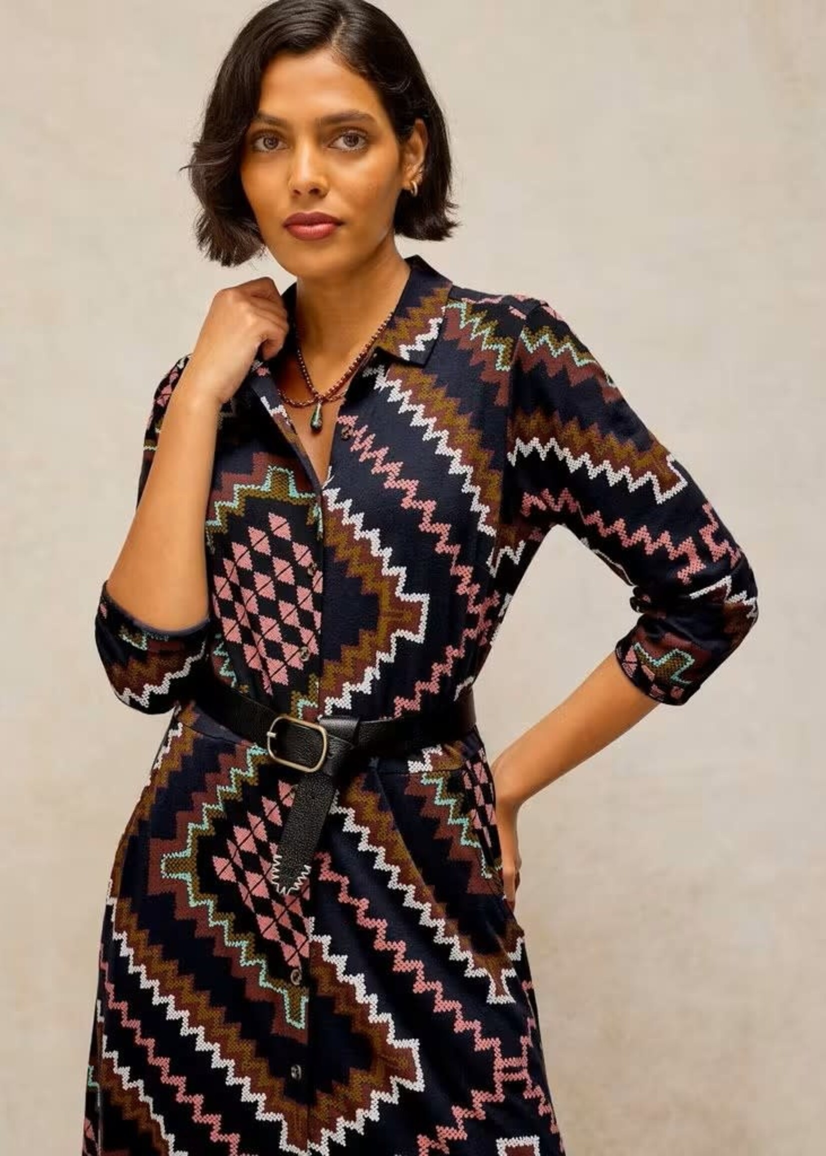 WHITE STUFF WHITE STUFF RUA JERSEY DRESS NAVY MULTI