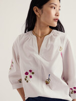 SEASALT CORNWALL SEASALT GRACE EMBROIDERED TOP FLORA EMBROIDERY CHALK