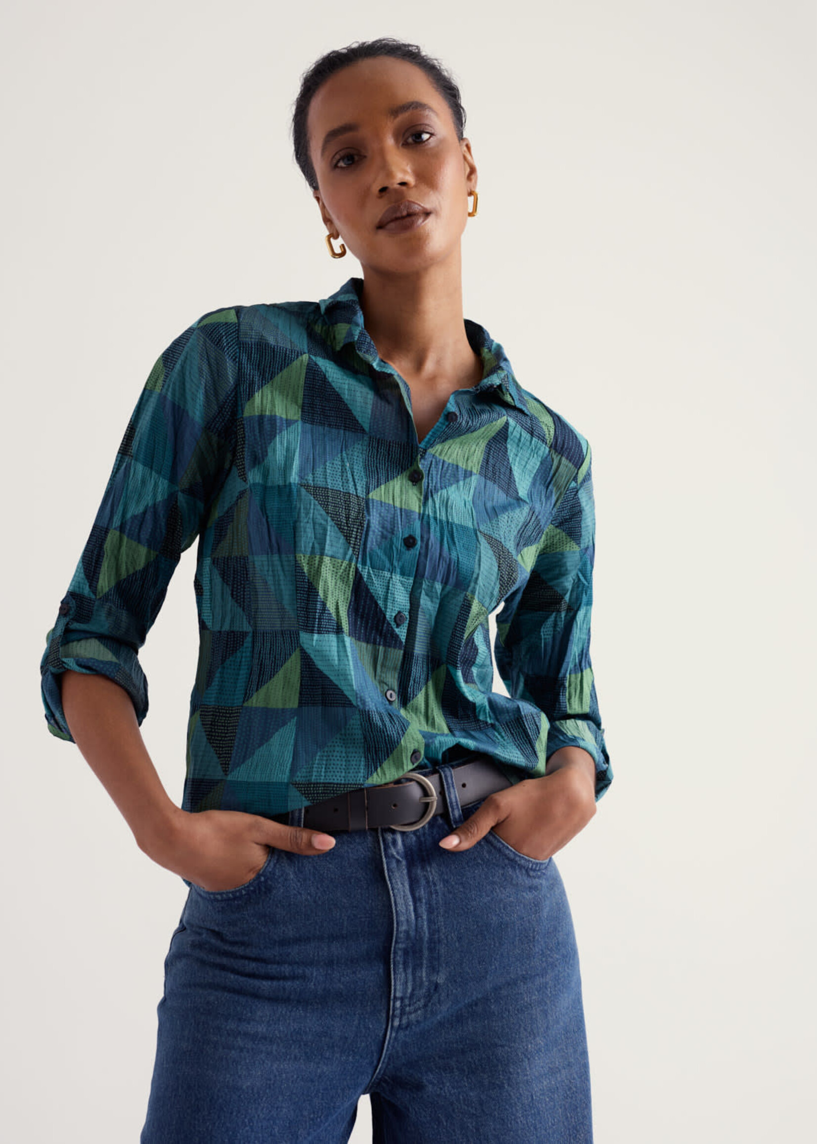 SEASALT CORNWALL SEASALT LARISSA SHIRT BLANKET GEO ESTUARY