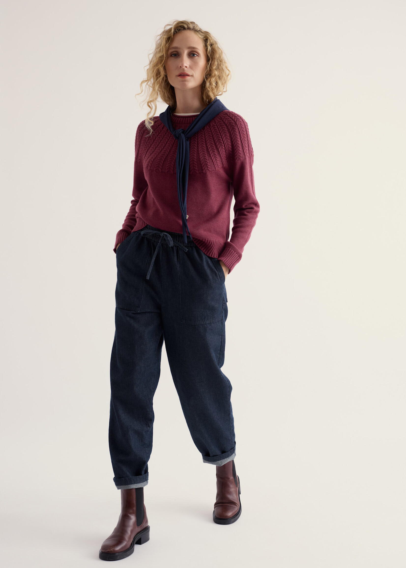 SEASALT CORNWALL SEASALT STONE CHAT JUMPER PLUM BERRY