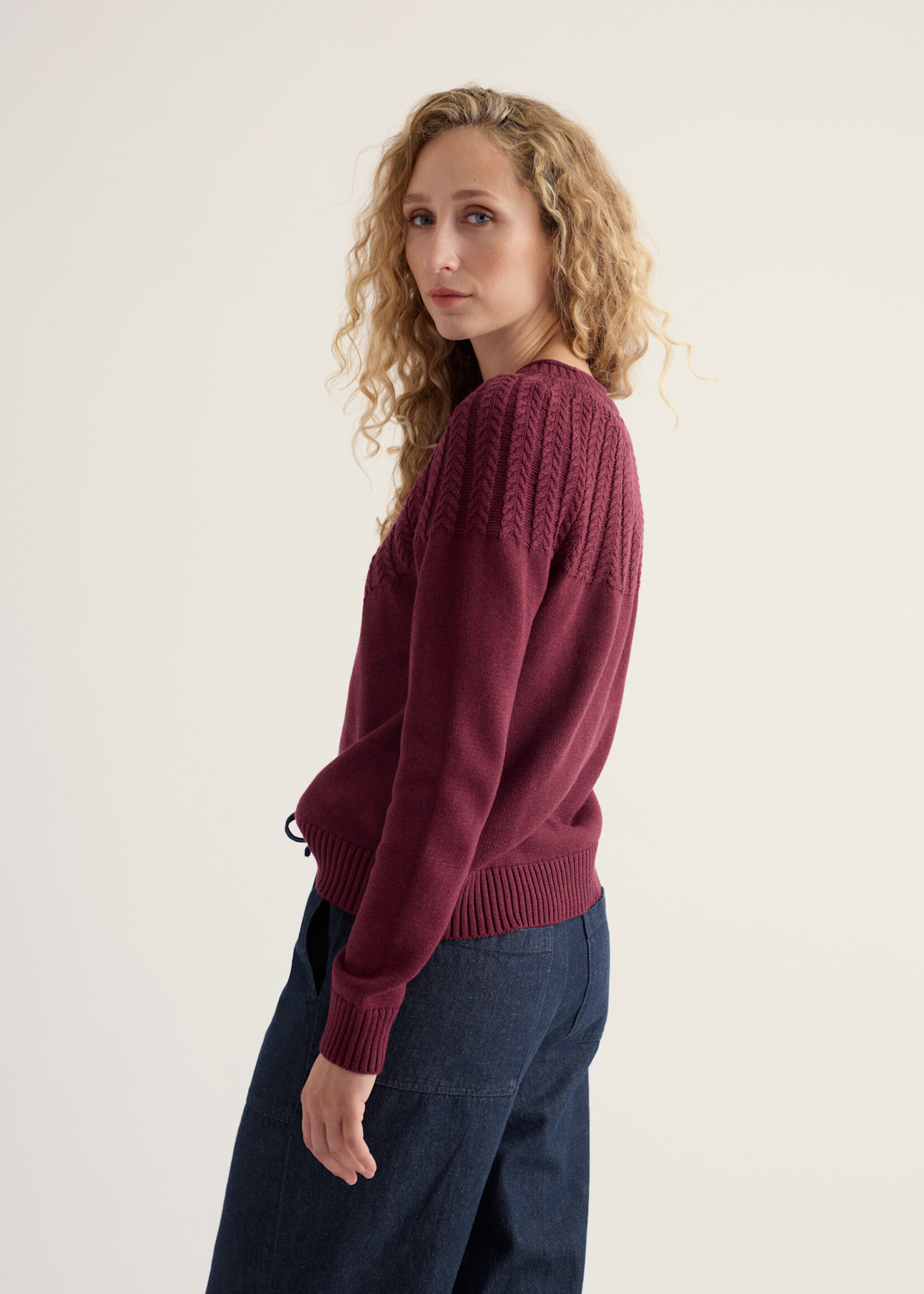 SEASALT CORNWALL SEASALT STONE CHAT JUMPER PLUM BERRY