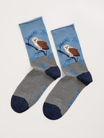 SEASALT CORNWALL SEASALT WOMEN'S BAMBOO ARTY SOCKS PERCHED OWL MARITIME