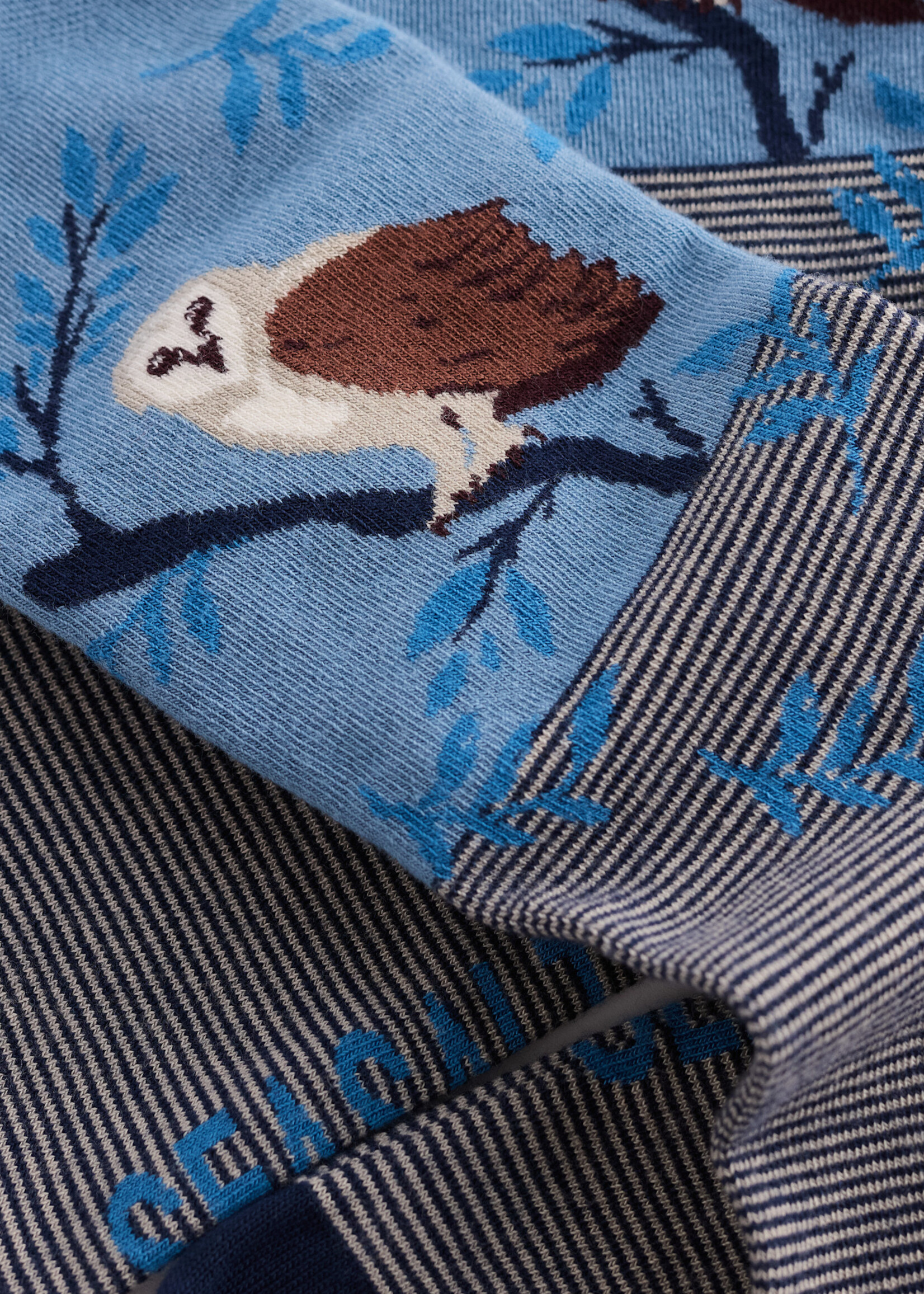 SEASALT CORNWALL SEASALT WOMEN'S BAMBOO ARTY SOCKS PERCHED OWL MARITIME