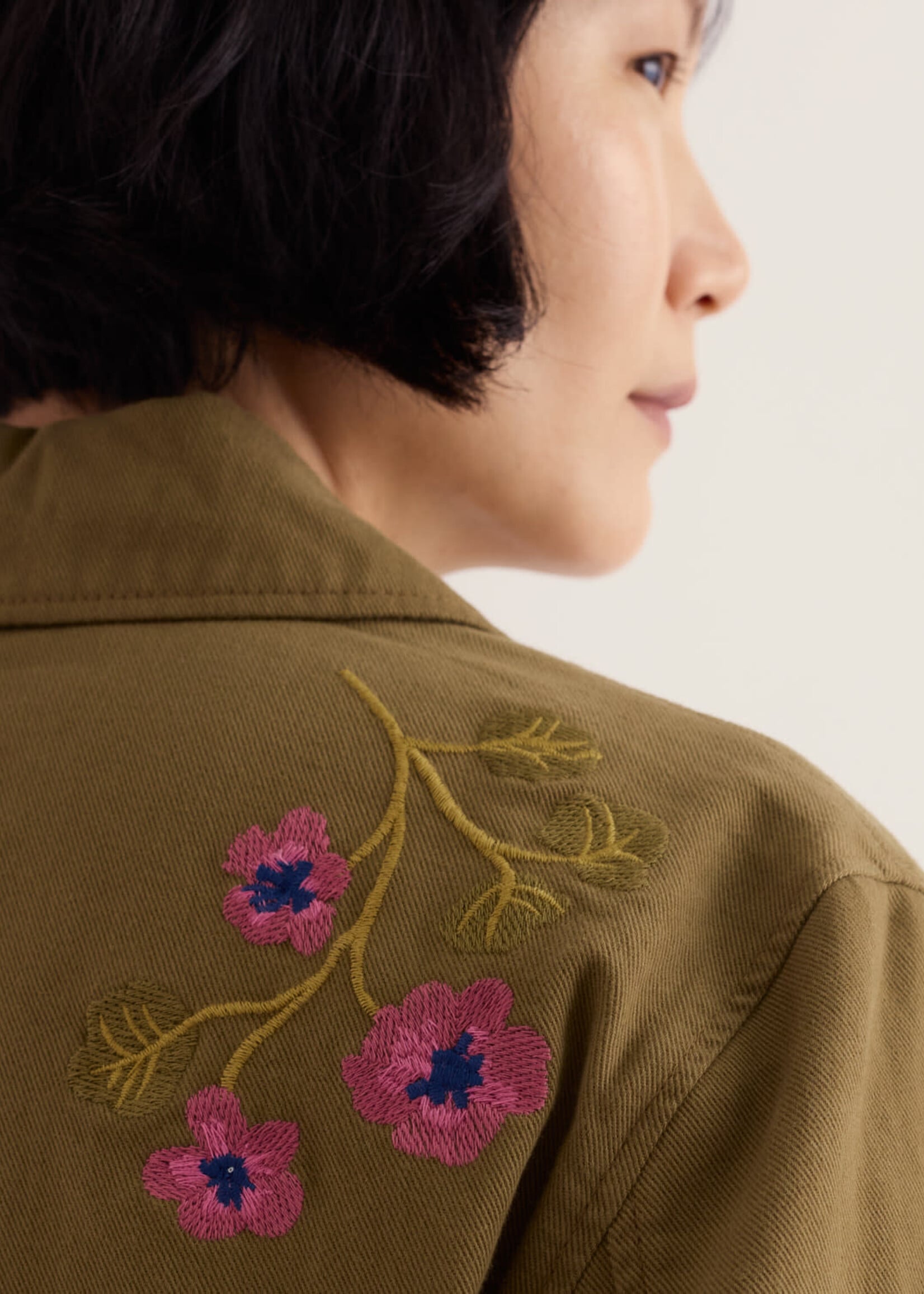 SEASALT CORNWALL SEASALT PORTH EMBROIDERED JACKET FLORA FERN MOSS