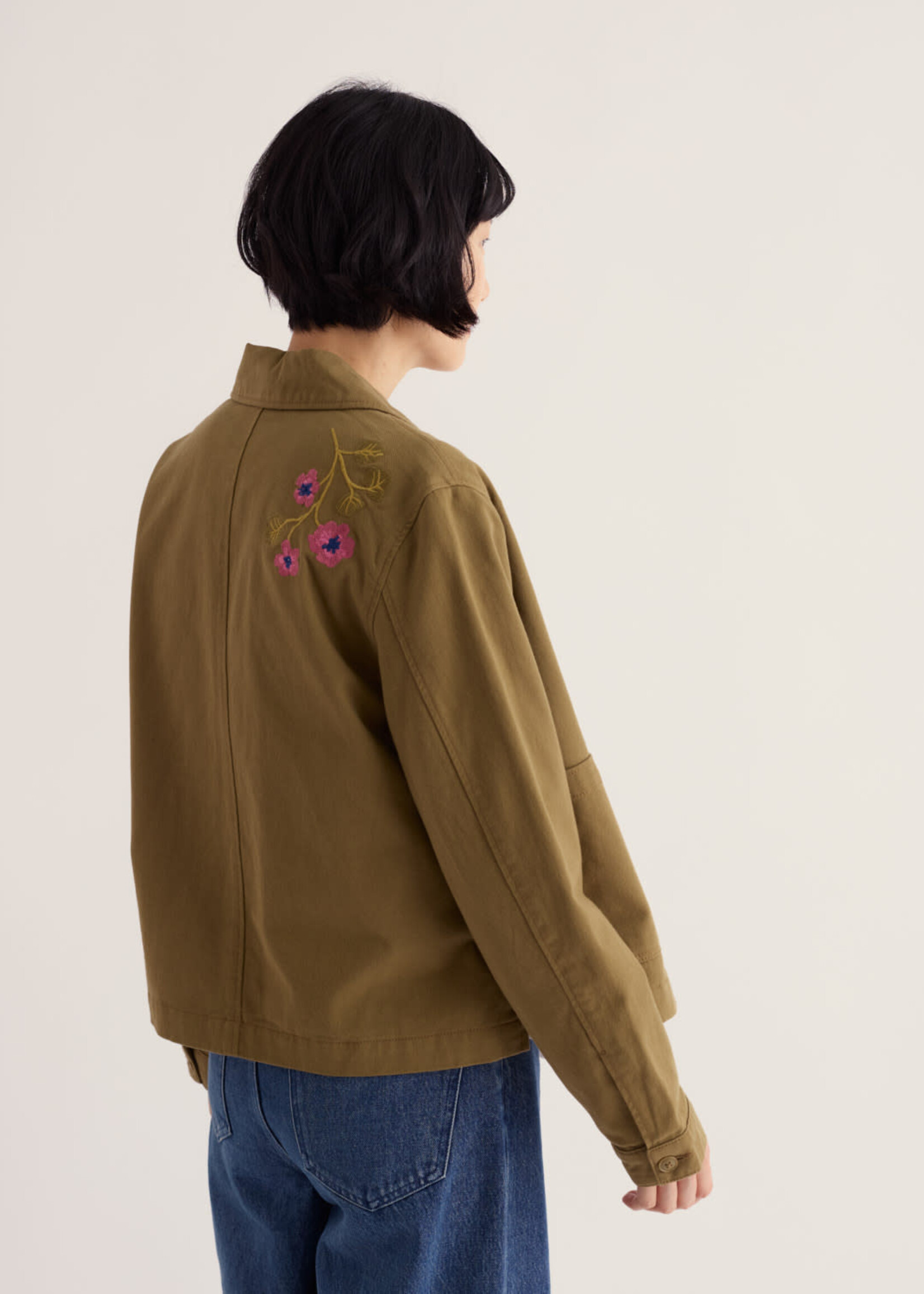 SEASALT CORNWALL SEASALT PORTH EMBROIDERED JACKET FLORA FERN MOSS