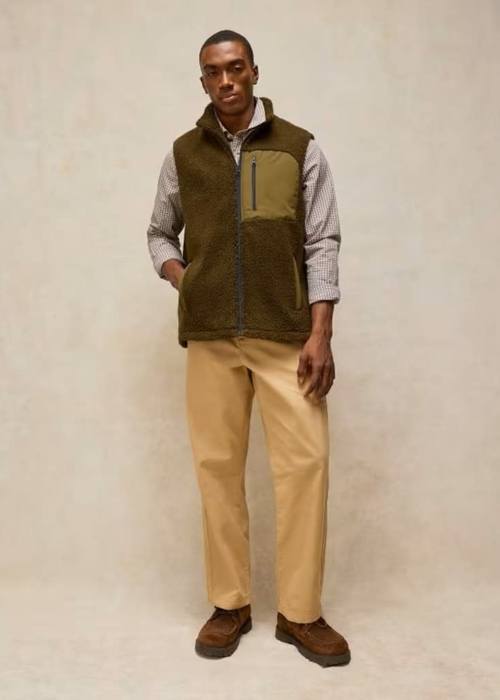 WHITE STUFF WHITE STUFF BORG ZIP THROUGHT GILET KHAKI GREEN
