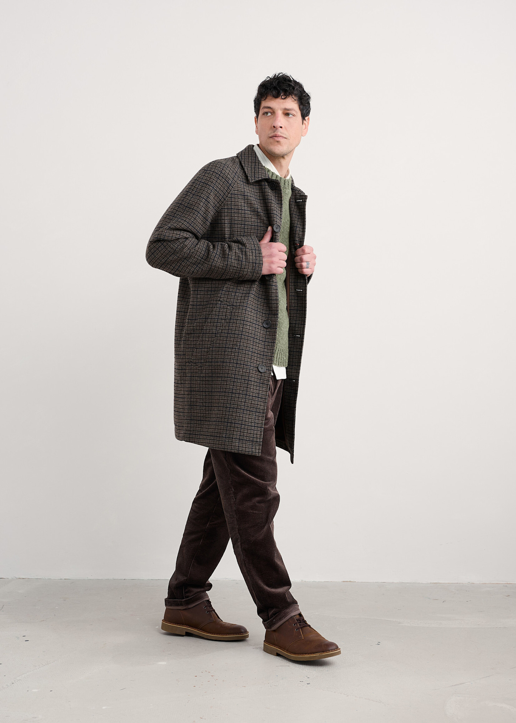 SEASALT CORNWALL SEASALT MEN'S ROSKORWELL CHECK COAT CADAN PEPPER
