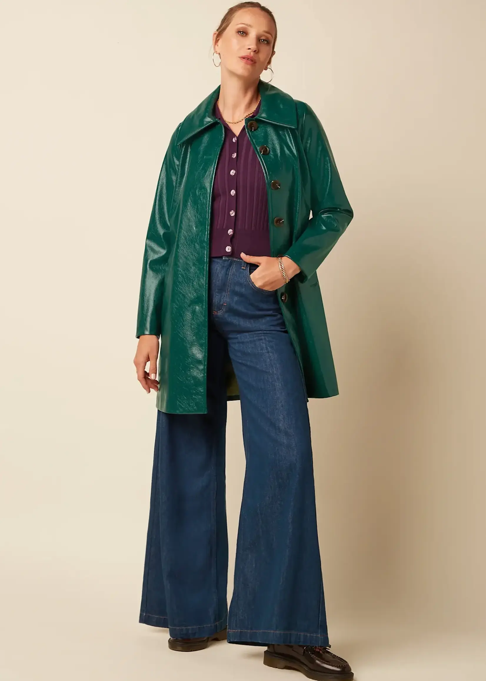KING LOUIE KING LOUIE ANAIS COAT GLITZ BOTANICAL GREEN